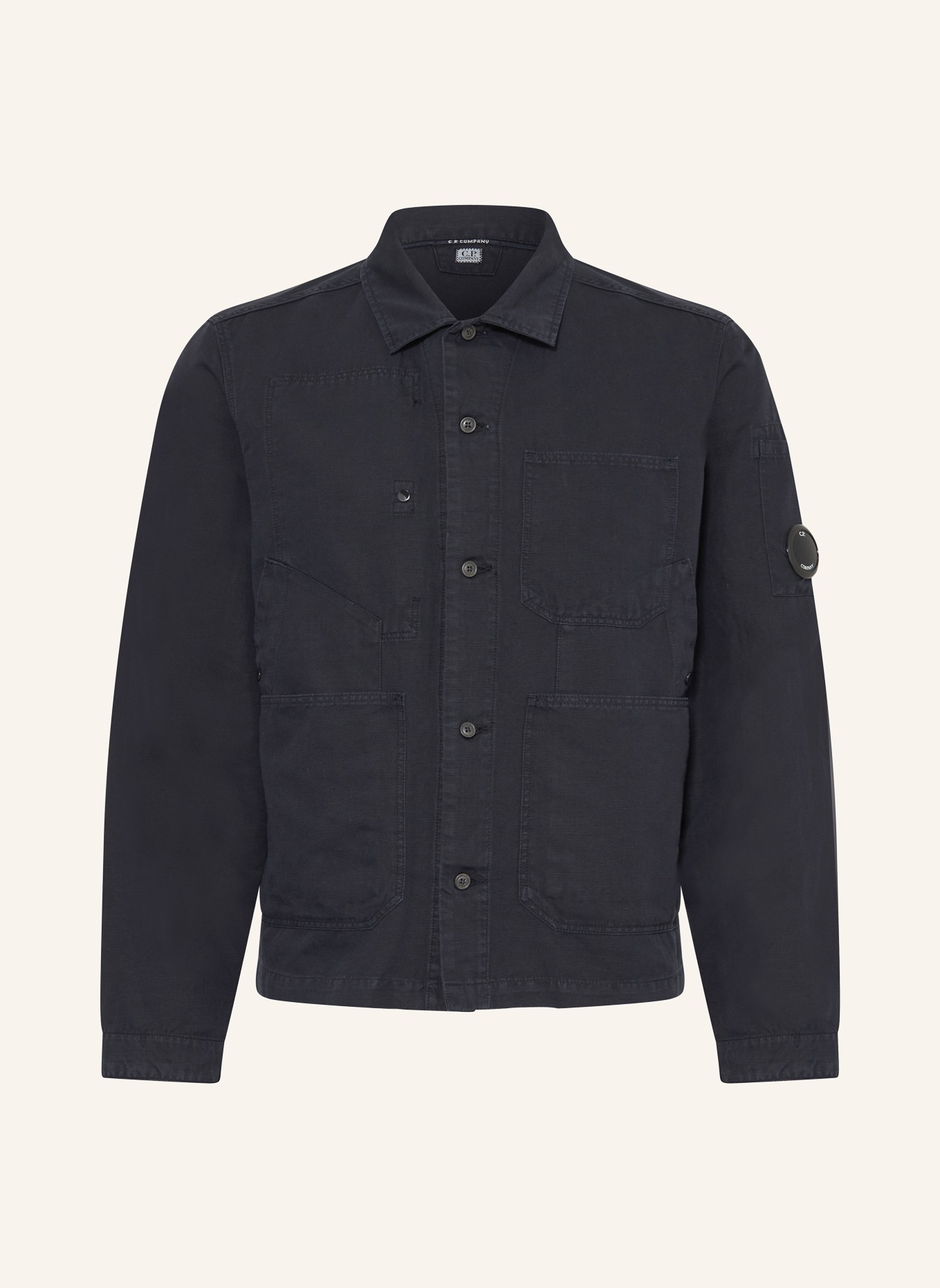 C.P. COMPANY Overshirt regular fit with linen, Color: DARK BLUE (Image 1)