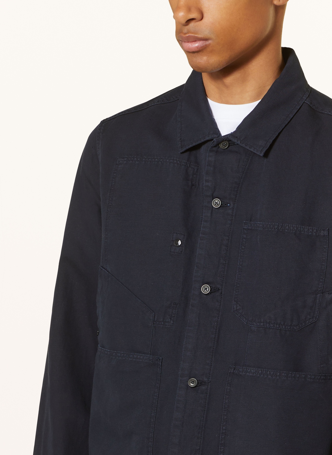 C.P. COMPANY Overshirt regular fit with linen, Color: DARK BLUE (Image 4)