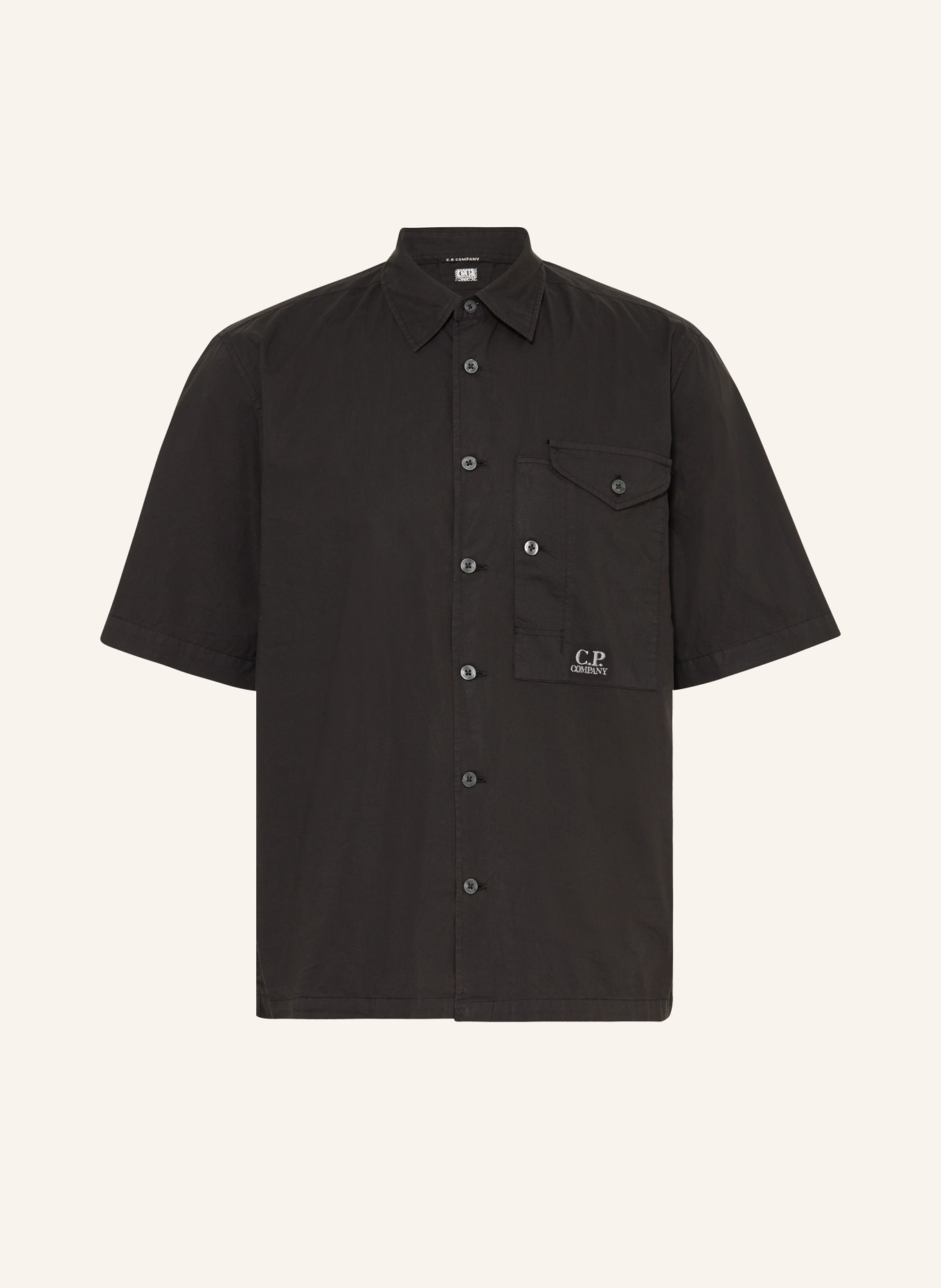 C.P. COMPANY Short sleeve shirt comfort fit, Color: BLACK (Image 1)