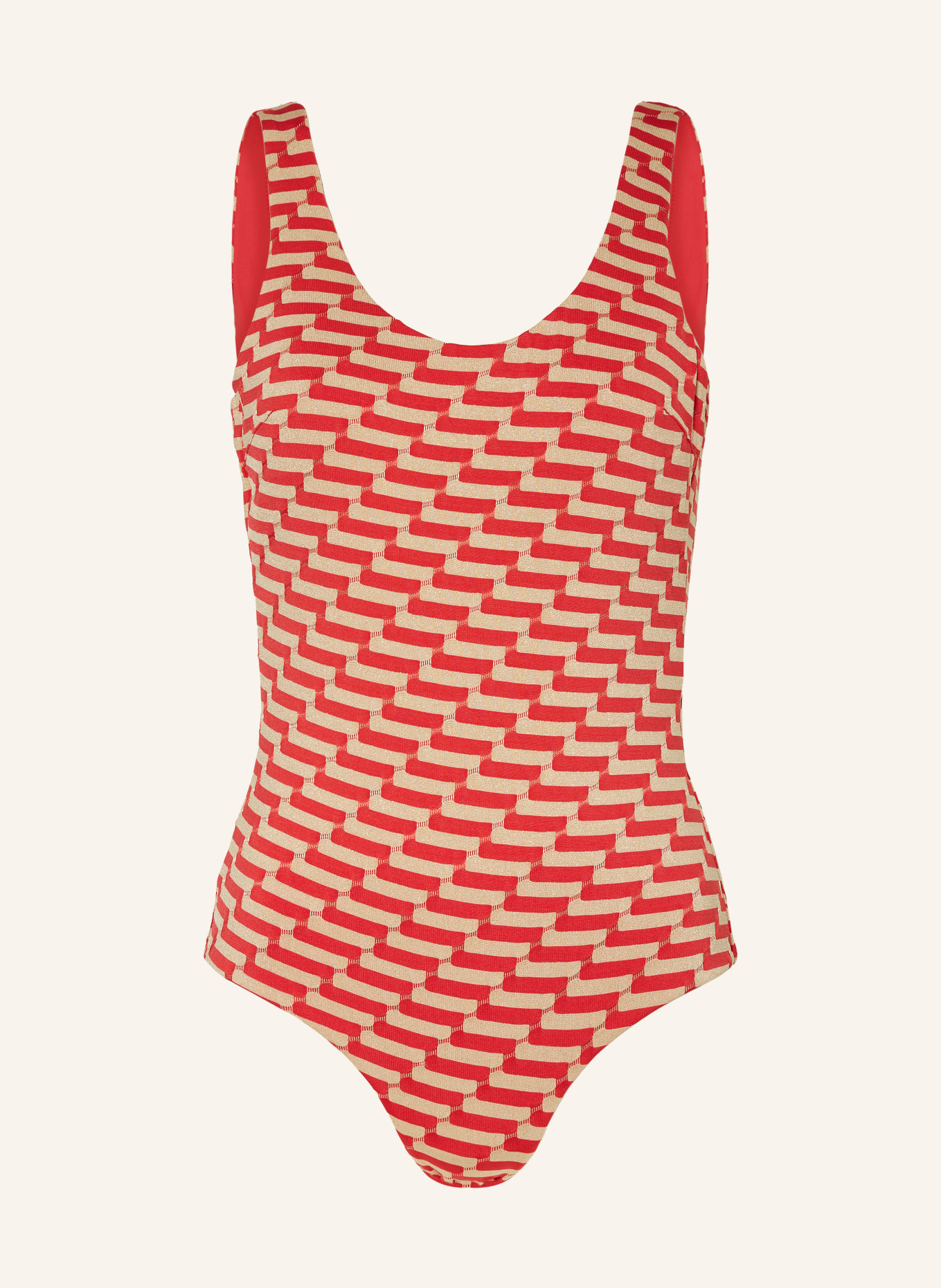 FEMILET Swimsuit AYORA with glitter thread, Color: RED/ CREAM/ GOLD (Image 1)