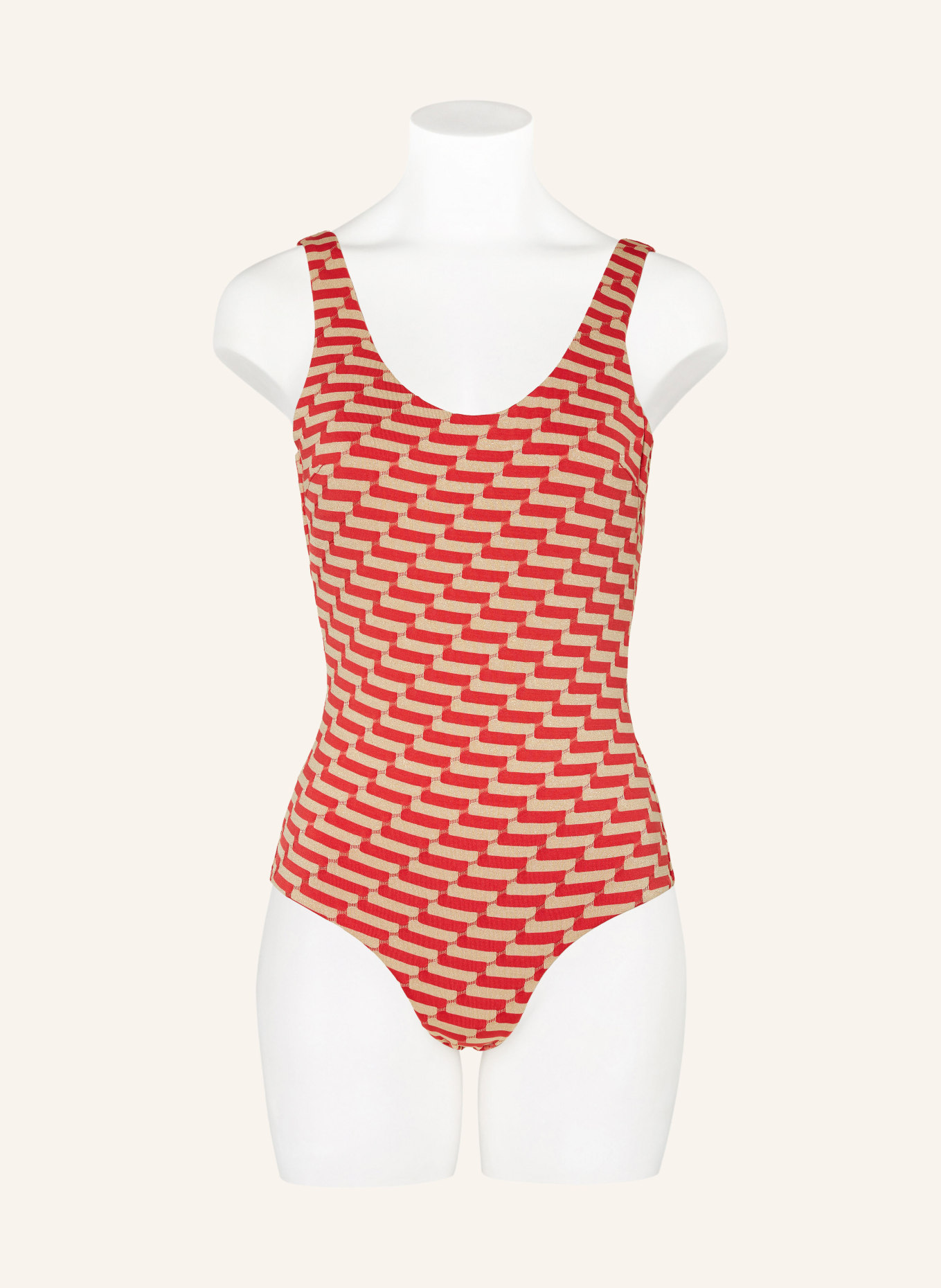 FEMILET Swimsuit AYORA with glitter thread, Color: RED/ CREAM/ GOLD (Image 2)