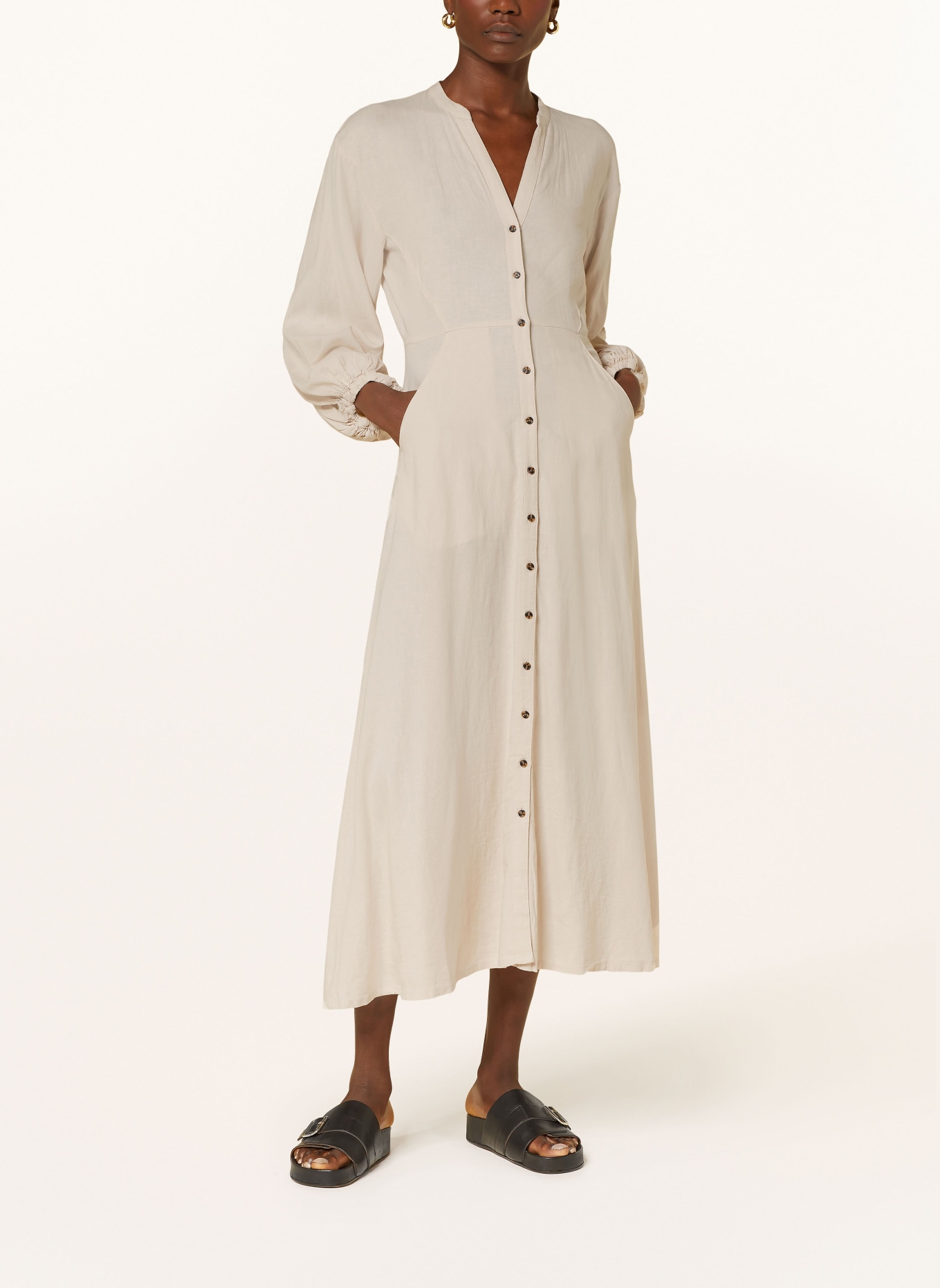 InWear Shirt dress PATTIEIW with linen, Color: LIGHT BROWN (Image 2)