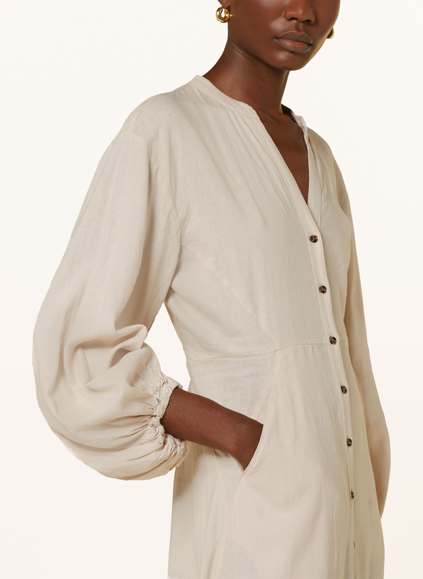InWear Shirt dress PATTIEIW with linen, Color: LIGHT BROWN (Image 4)