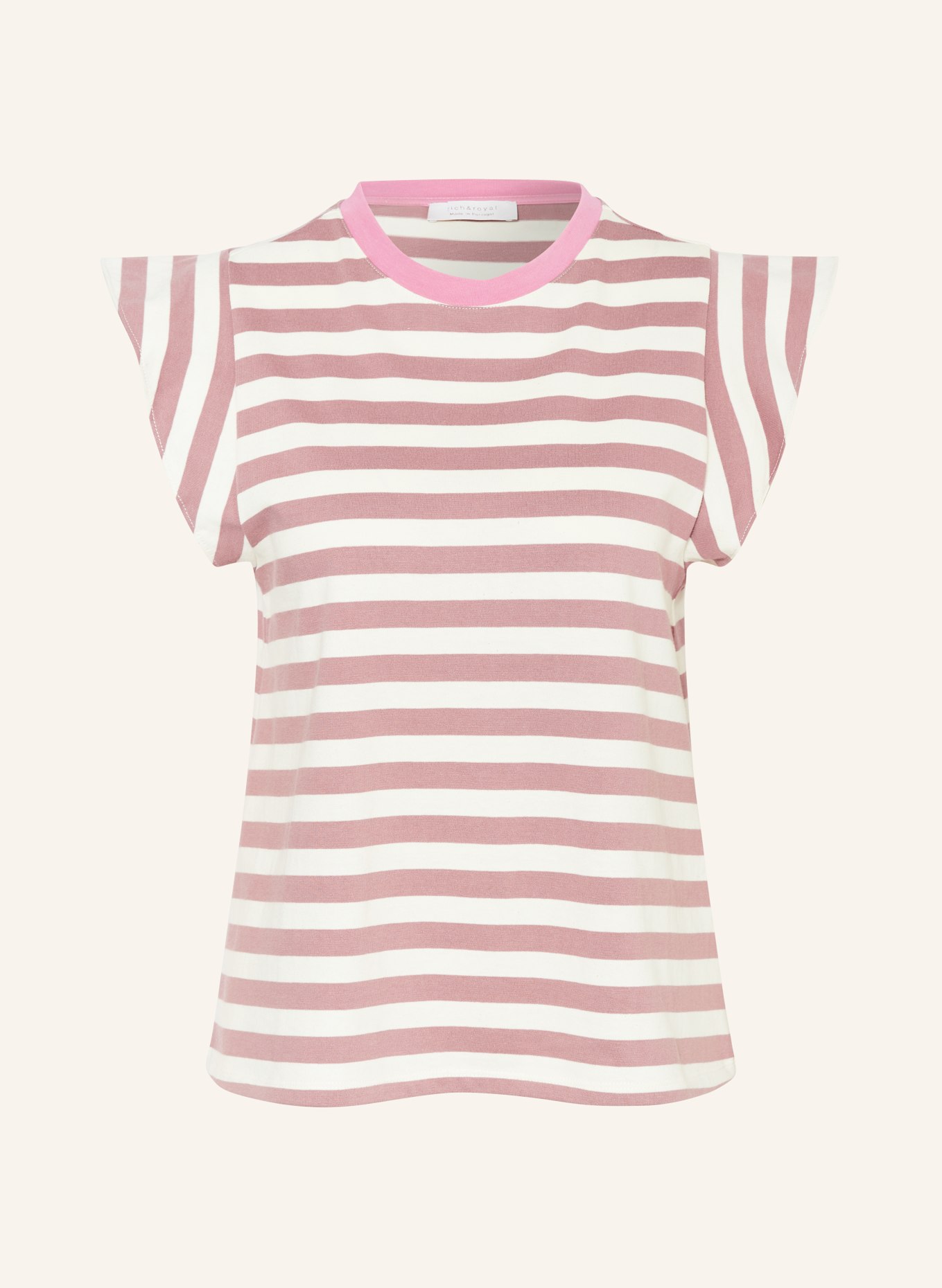 rich&royal T-shirt with frills, Color: WHITE/ DUSKY PINK (Image 1)