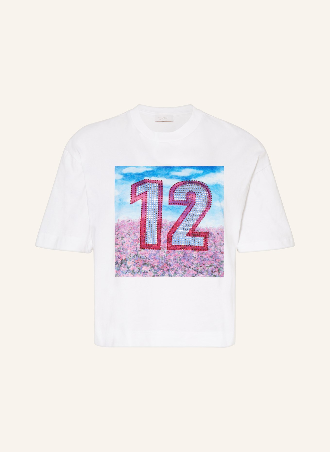rich&royal T-shirt with decorative gems, Color: WHITE/ BLUE/ PINK (Image 1)