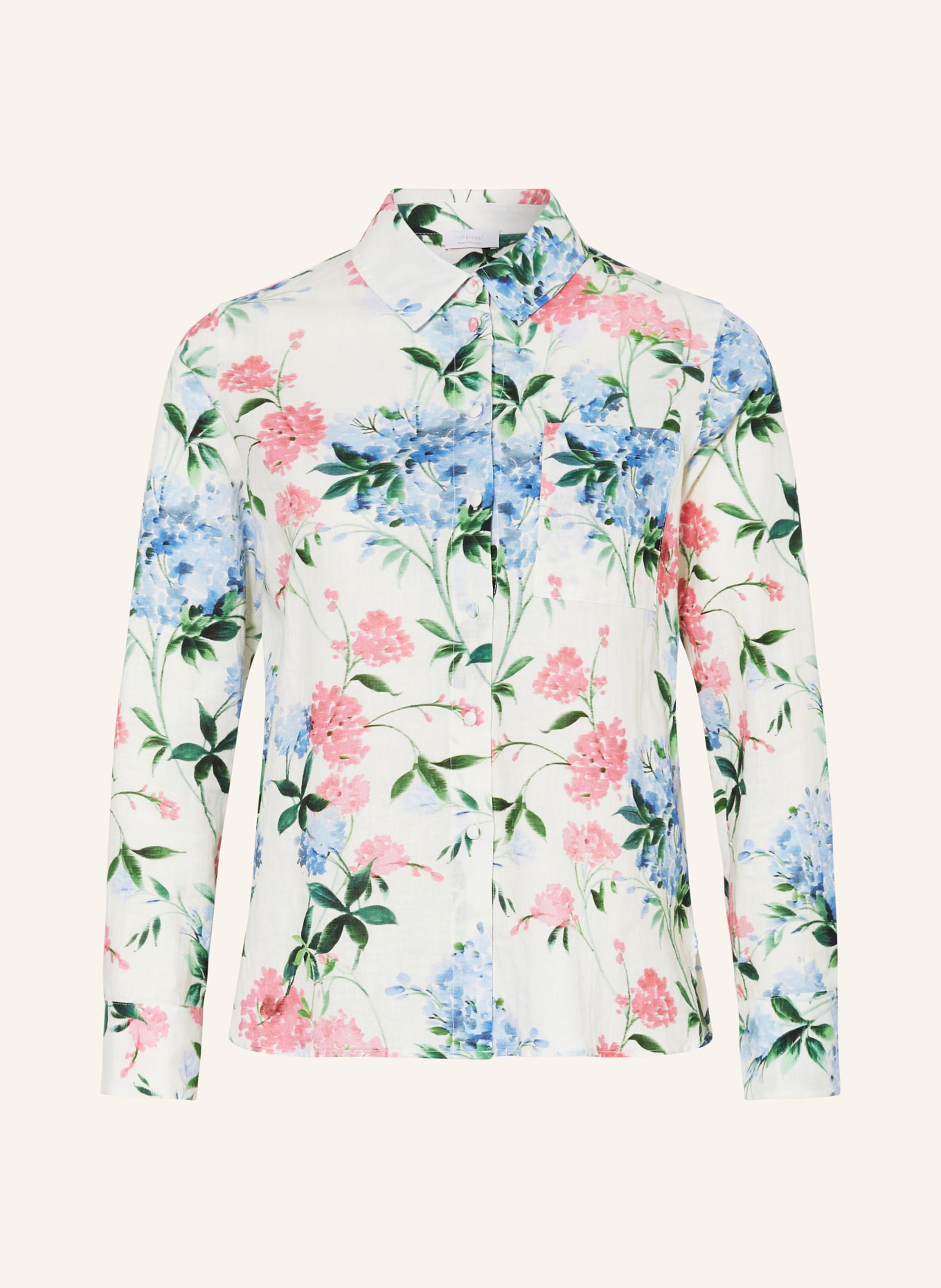 rich&royal Shirt blouse made of linen, Color: WHITE/ BLUE/ PINK (Image 1)
