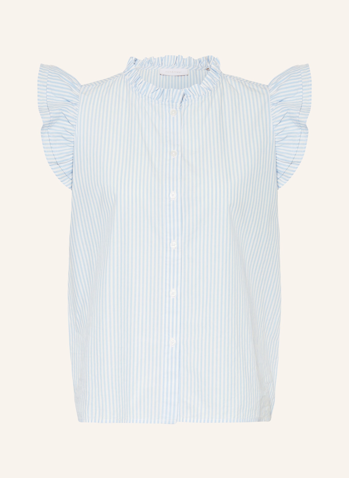 rich&royal Blouse with ruffles, Color: WHITE/ LIGHT BLUE (Image 1)