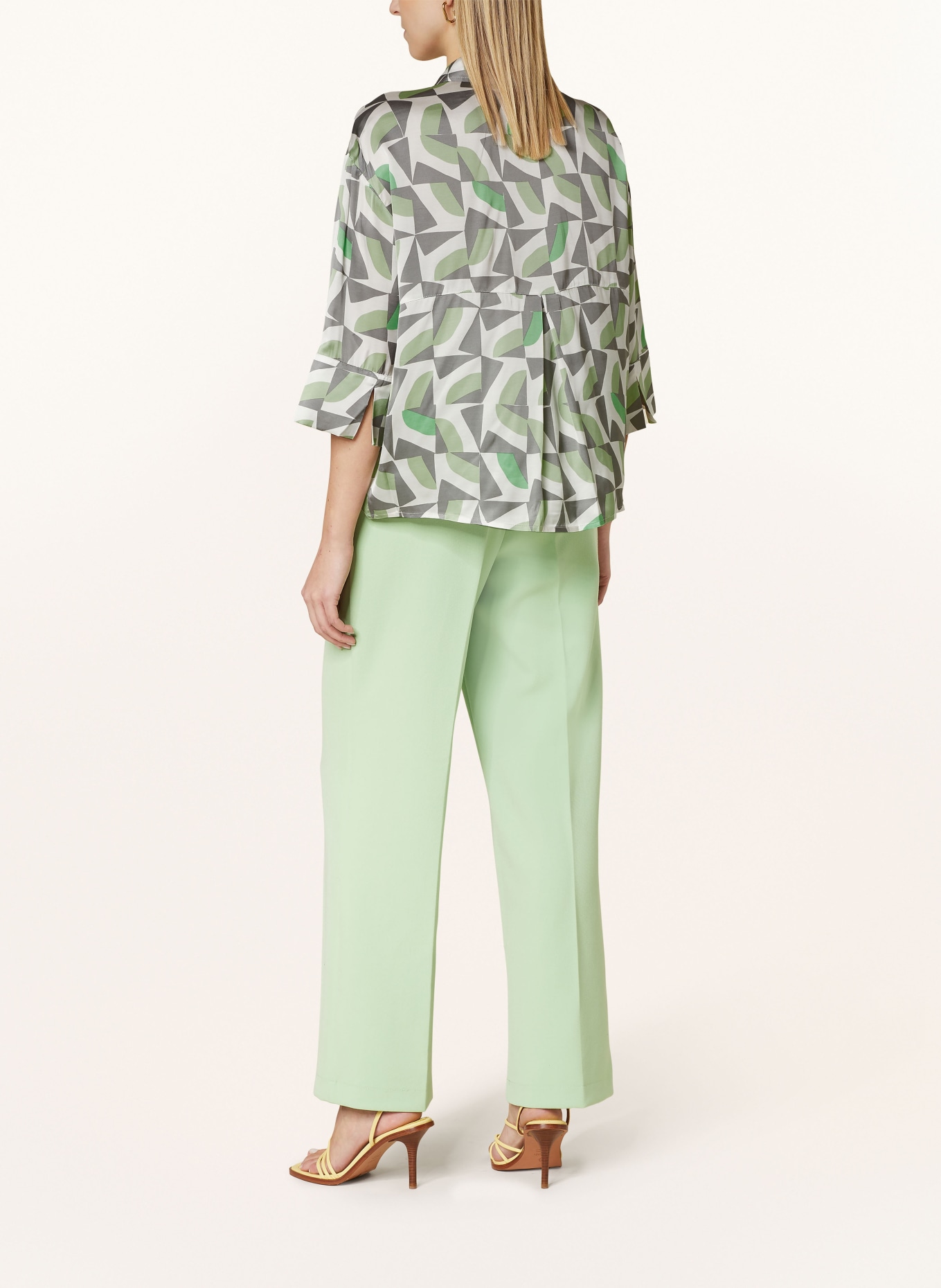 someday Shirt blouse ZATINO in satin, Color: WHITE/ GRAY/ LIGHT GREEN (Image 3)