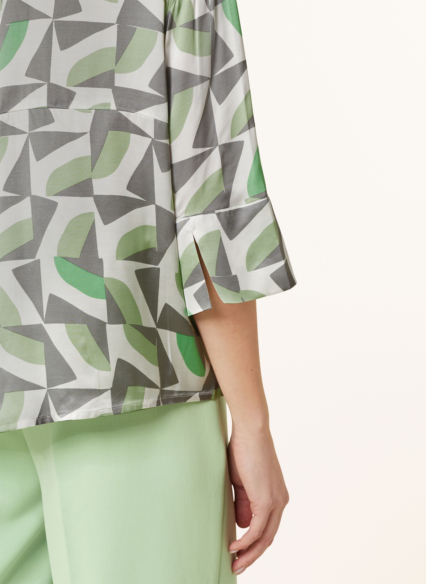 someday Shirt blouse ZATINO in satin, Color: WHITE/ GRAY/ LIGHT GREEN (Image 4)