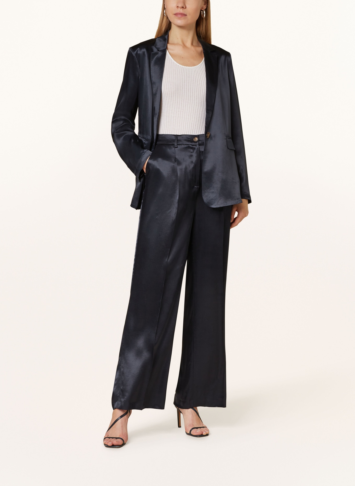 someday Wide leg trousers CATIN in satin, Color: DARK BLUE (Image 2)