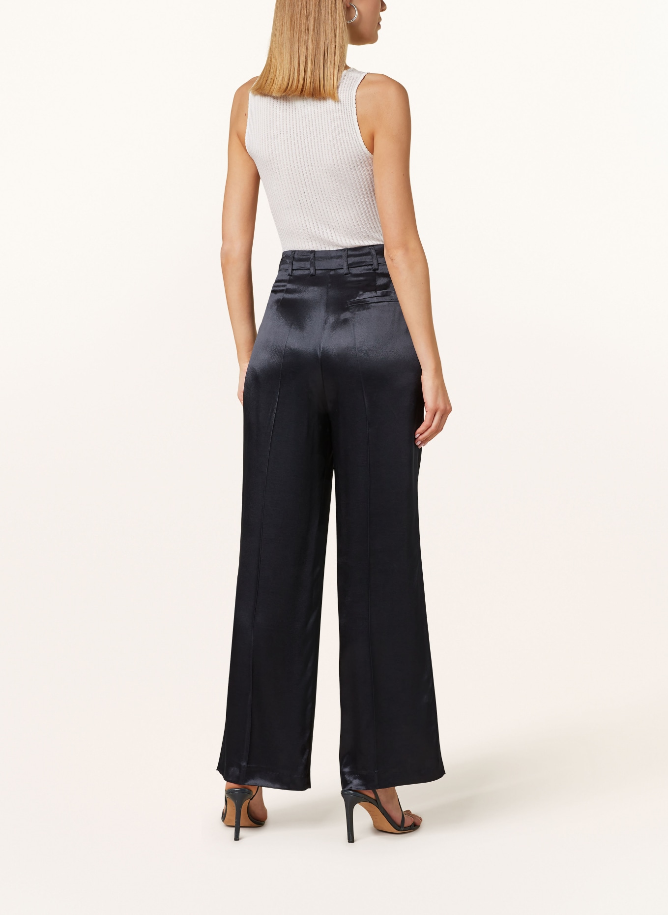 someday Wide leg trousers CATIN in satin, Color: DARK BLUE (Image 3)