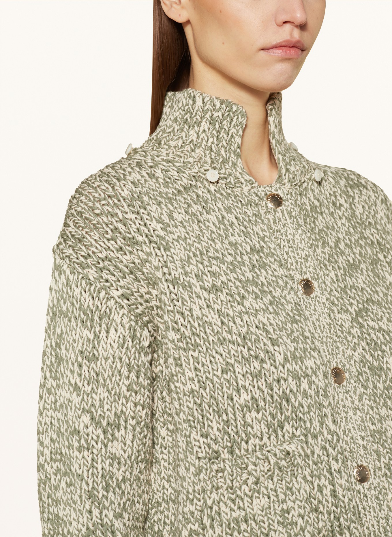 MONCLER Cardigan with detachable hood, Color: GREEN/ WHITE (Image 6)
