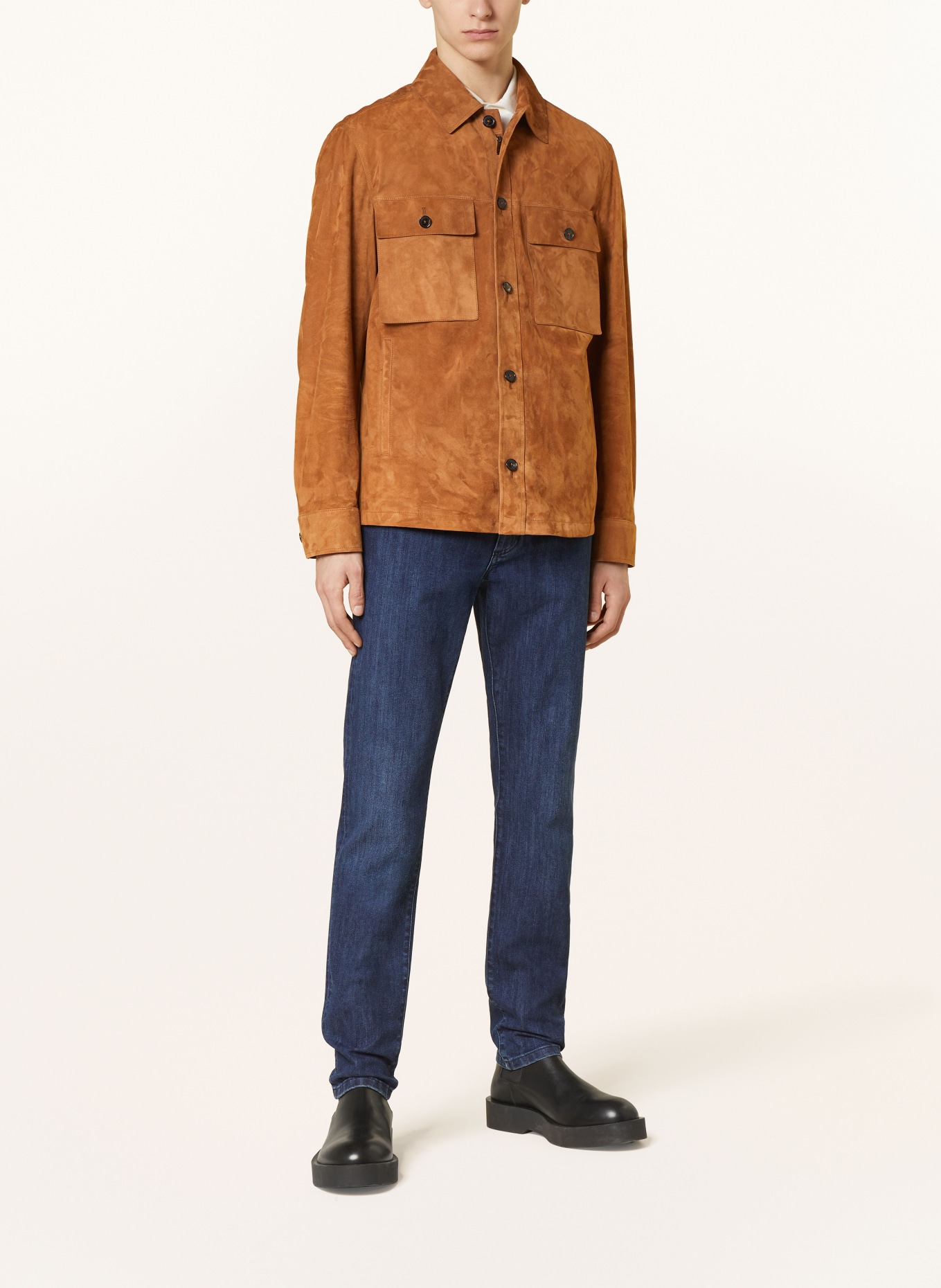 ZEGNA Leather overshirt, Color: COGNAC (Image 2)