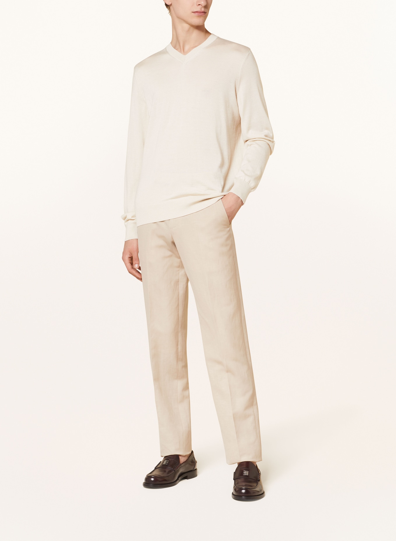 ZEGNA Cashmere-Pullover mit Seide, Farbe: BEIGE (Bild 2)