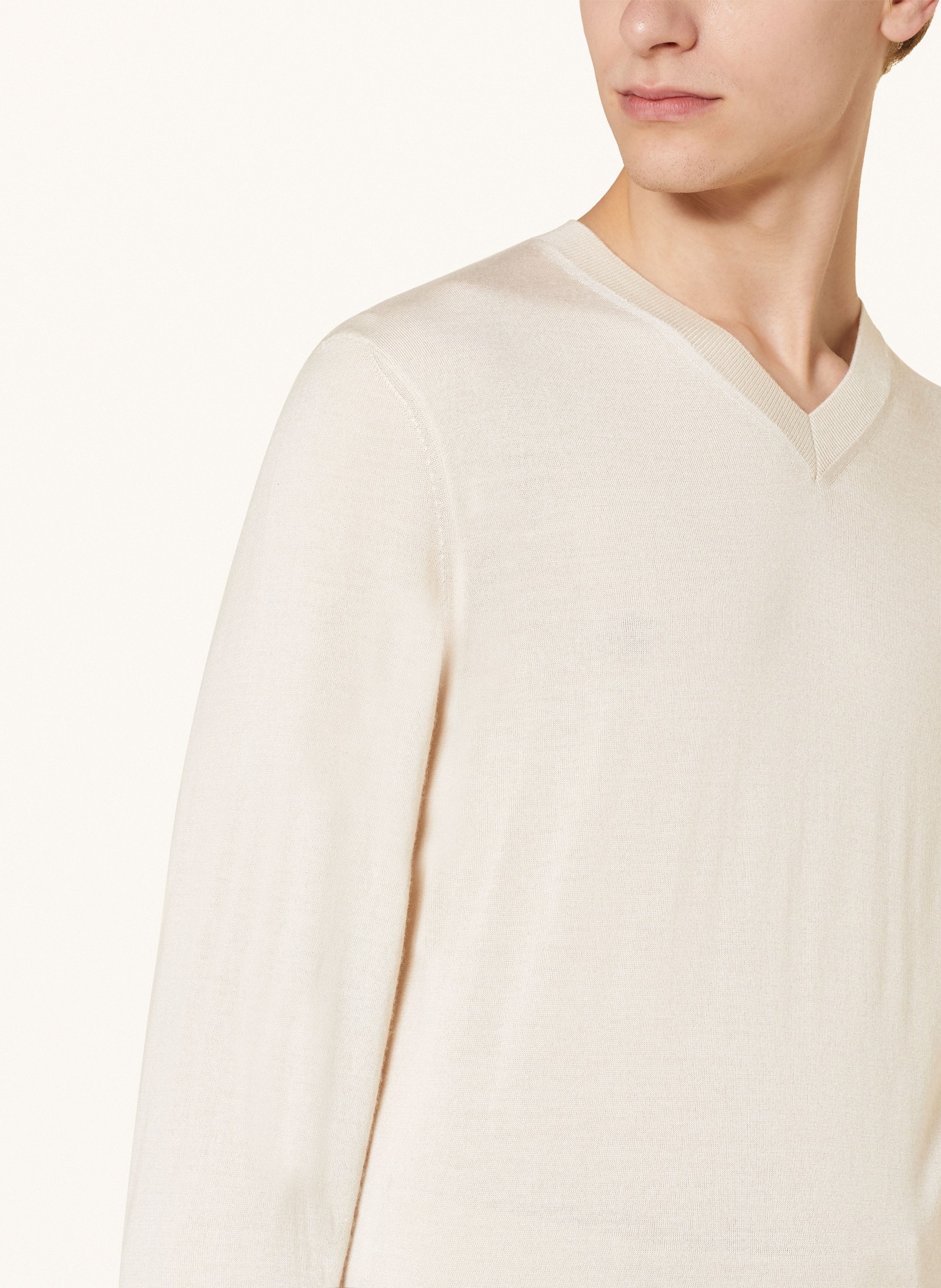 ZEGNA Kašmírový svetr s hedvábím, Barva: BÉŽOVÁ (Obrázek 4)