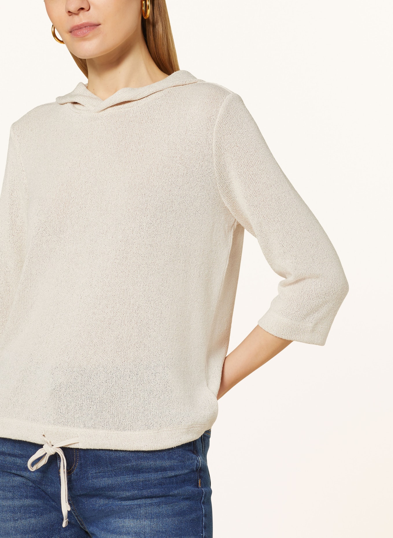 OPUS Knit hoodie SUKUFI with 3/4 sleeves, Color: BEIGE (Image 5)