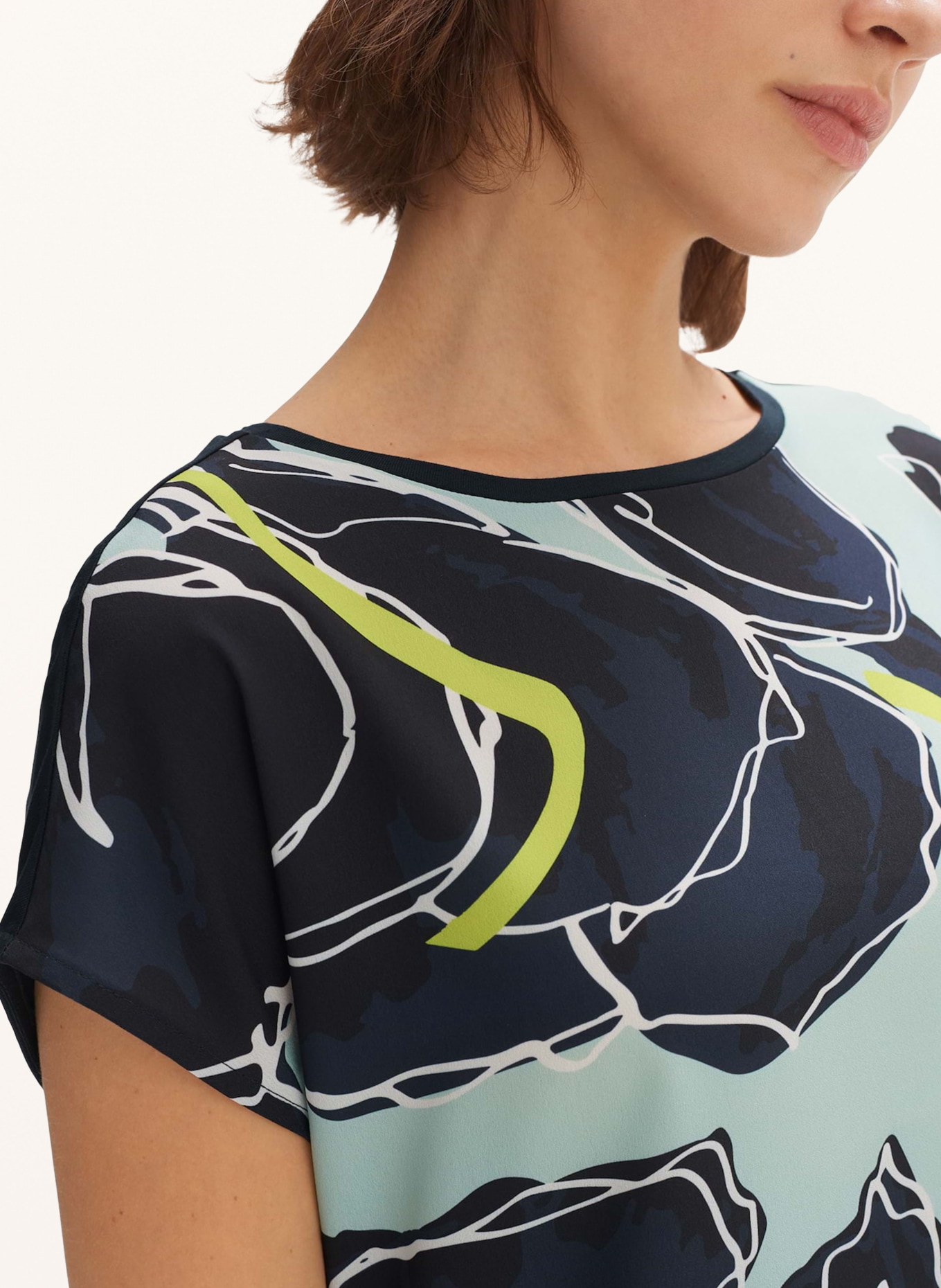 OPUS Shirt blouse STINI, Color: DARK BLUE/ LIGHT GREEN/ MINT (Image 4)