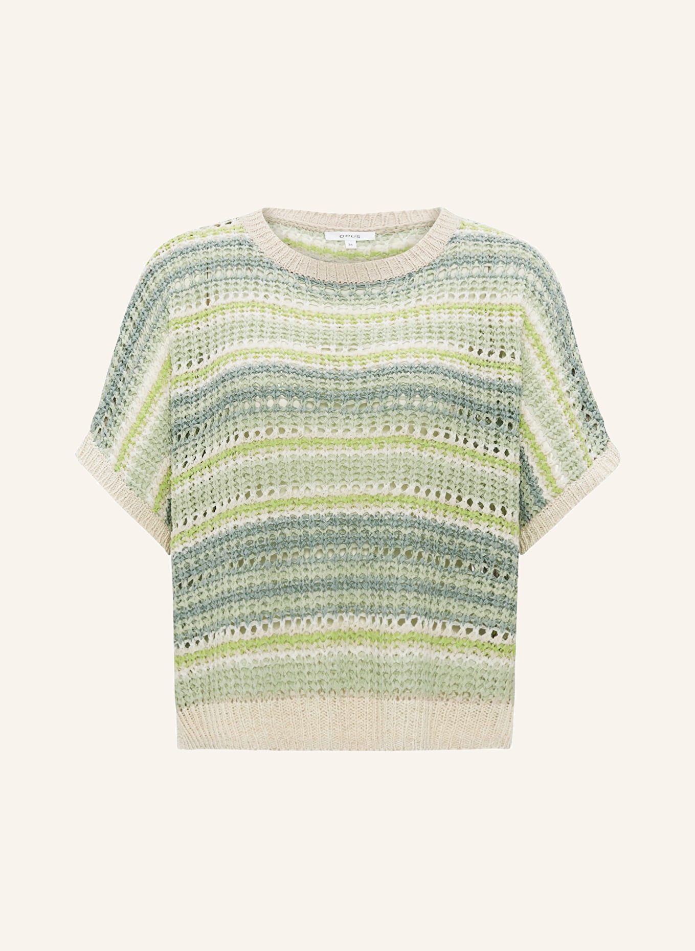 OPUS Knit shirt PUNISSA, Color: LIGHT GREEN/ NEON GREEN/ BEIGE (Image 1)
