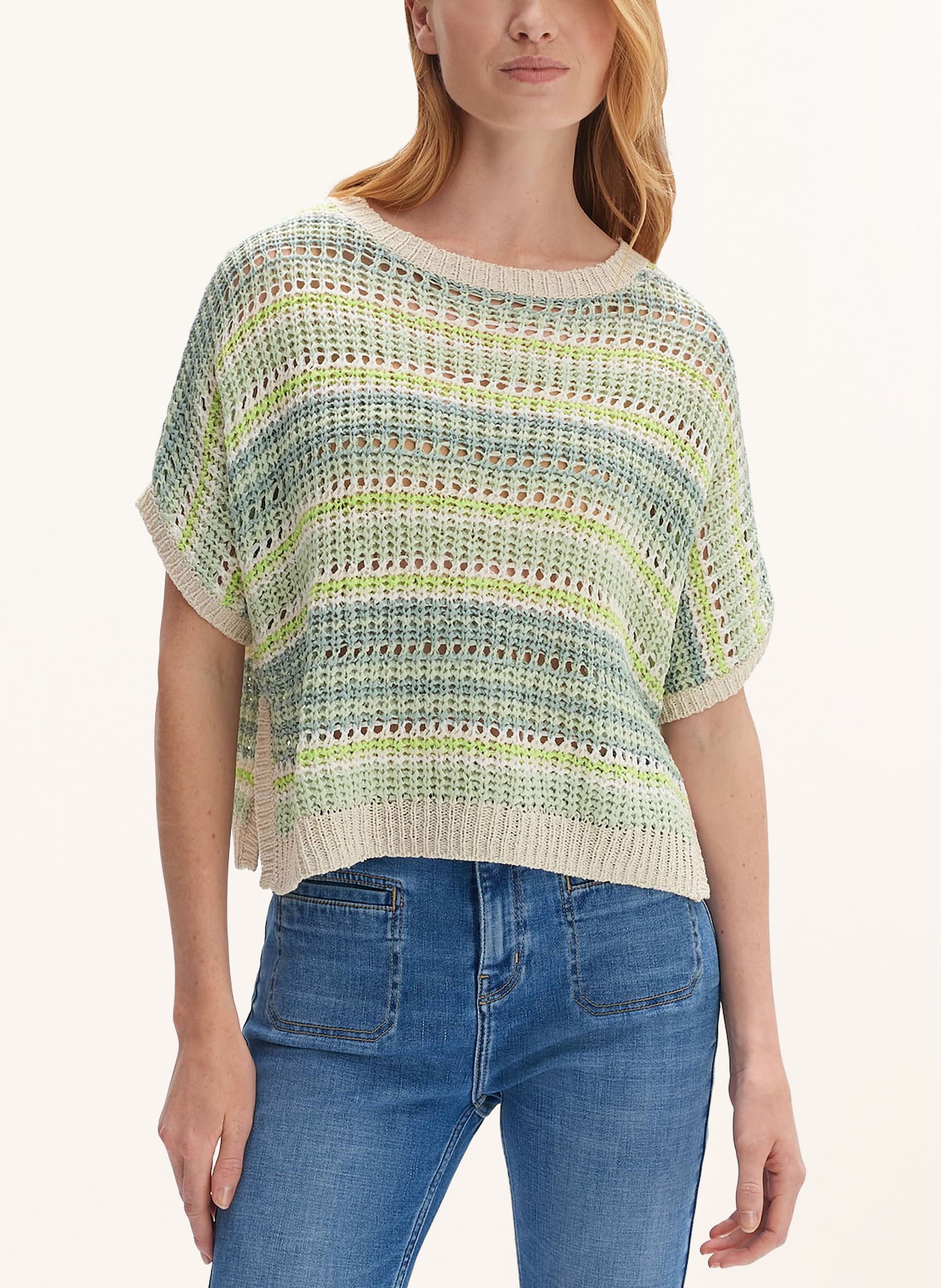 OPUS Knit shirt PUNISSA, Color: LIGHT GREEN/ NEON GREEN/ BEIGE (Image 2)