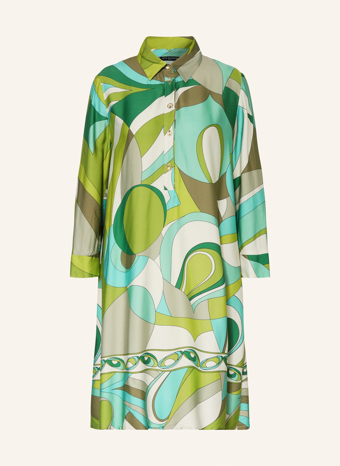 Ana Alcazar Dress with 3/4 sleeves, Color: GREEN/ MINT/ GRAY (Image 1)
