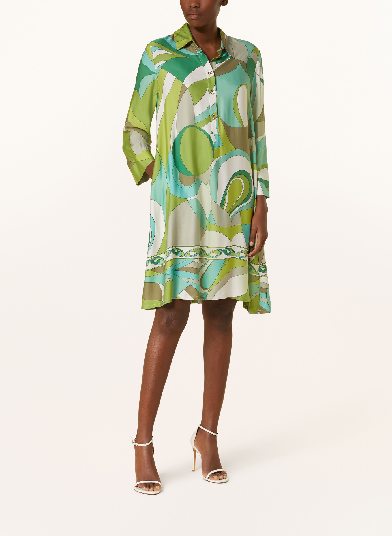 Ana Alcazar Dress with 3/4 sleeves, Color: GREEN/ MINT/ GRAY (Image 2)