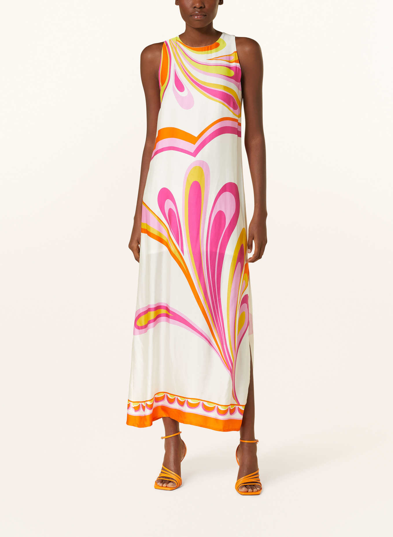 Ana Alcazar Satin dress, Color: CREAM/ PINK/ YELLOW (Image 2)
