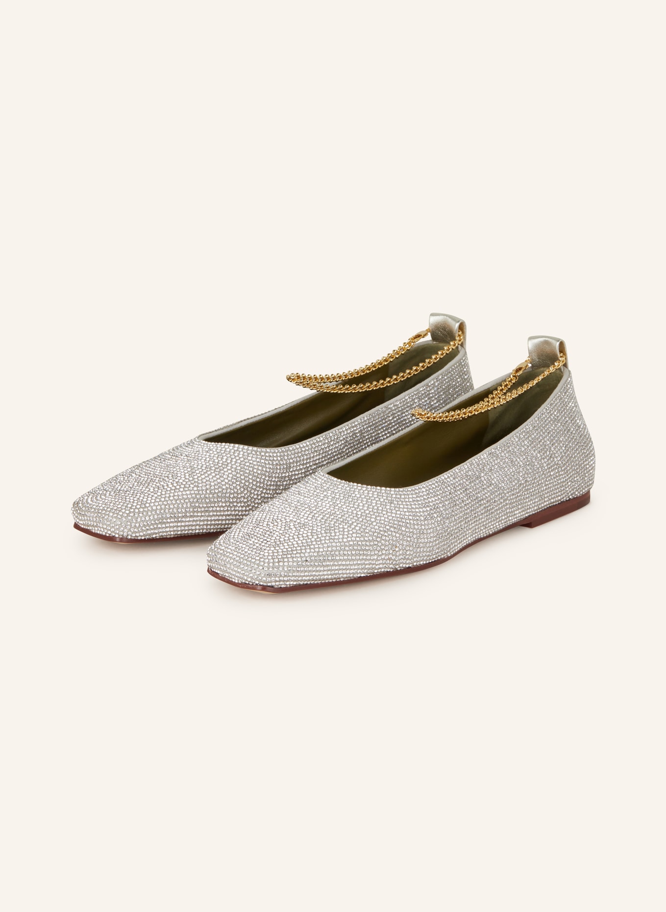 MARIA LUCA Ballet flats AUGUSTA with decorative gems, Color: SILVER (Image 1)