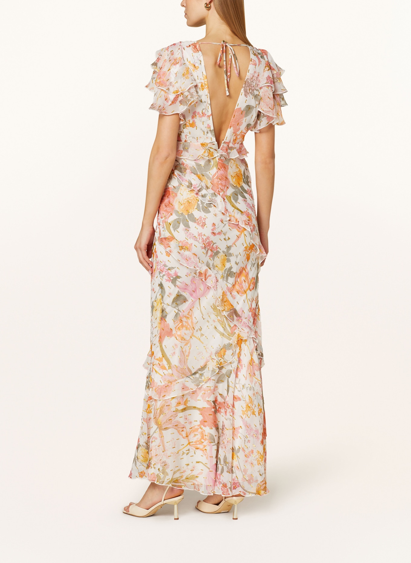 LIPSY Kleid CAMILLA mit Glitzergarn, Farbe: ECRU/ HELLROT/ HELLORANGE (Bild 3)