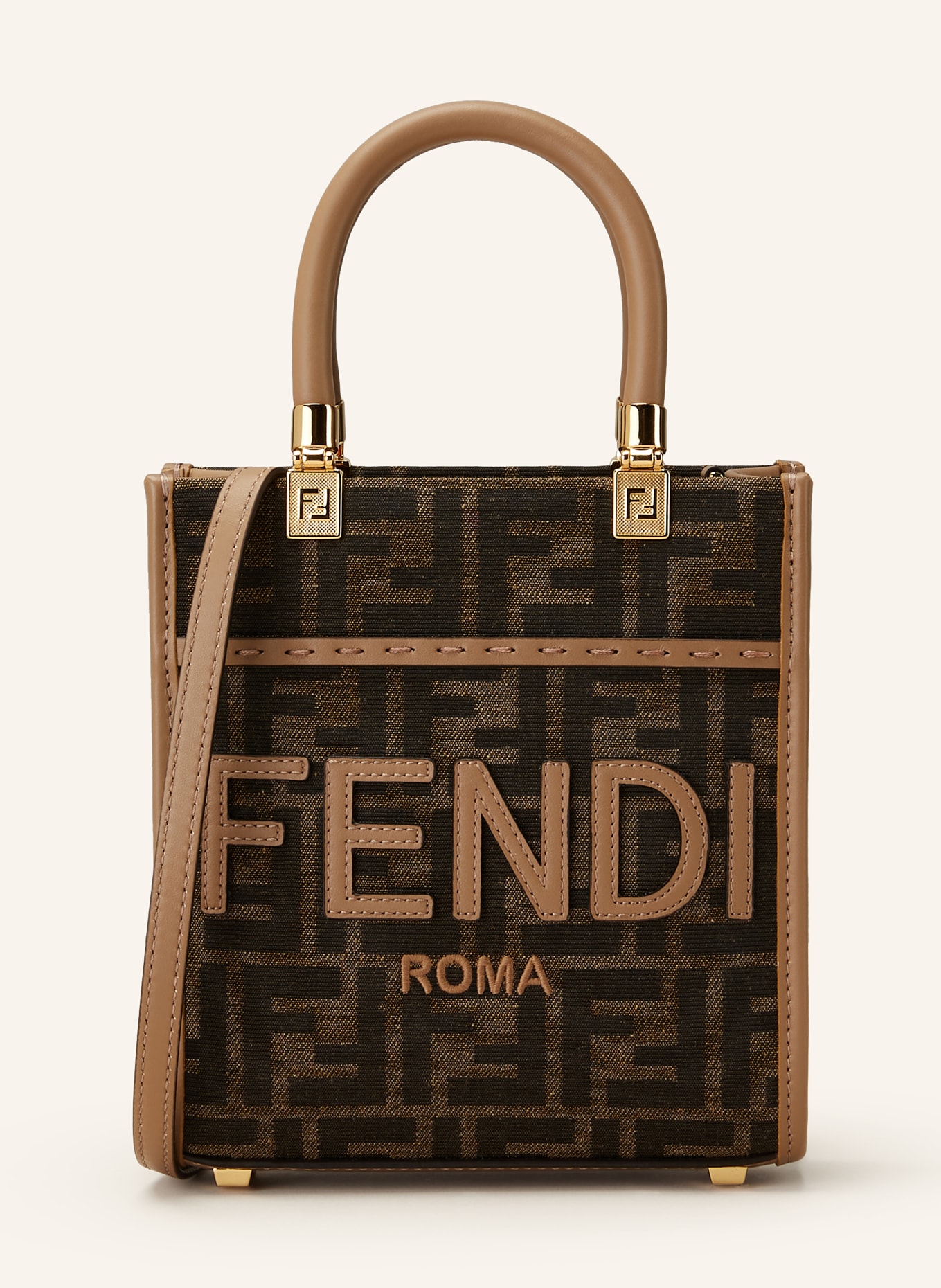 FENDI Handbag SUNSHINE MINI, Color: BROWN/ DARK BROWN (Image 1)