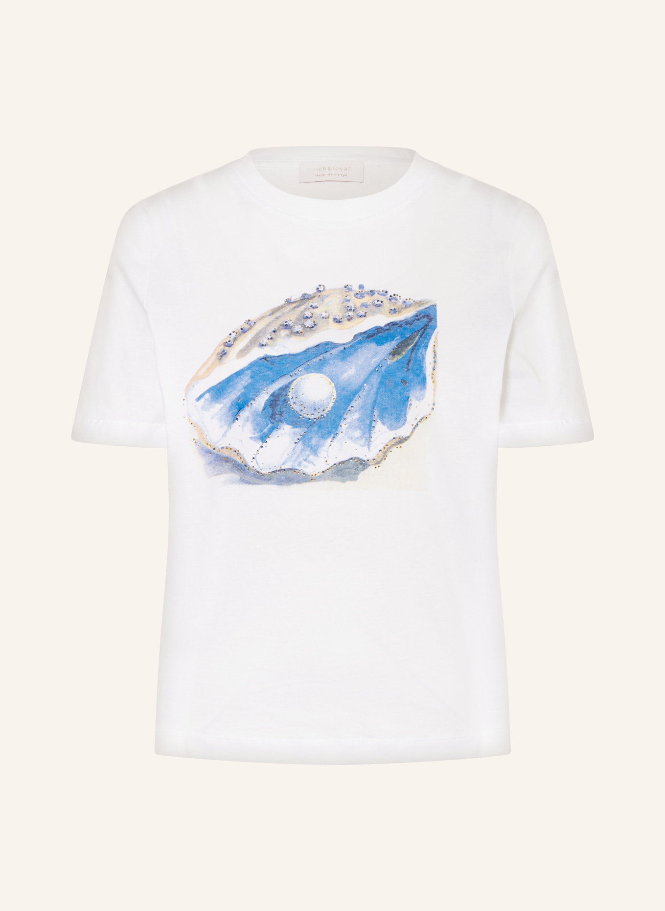 rich&royal T-shirt with decorative gems, Color: WHITE (Image 1)