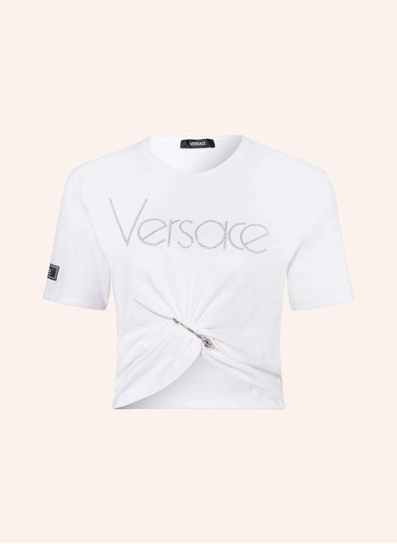 VERSACE T-Shirt mit Schmucksteinen, Farbe: WEISS (Bild 1)