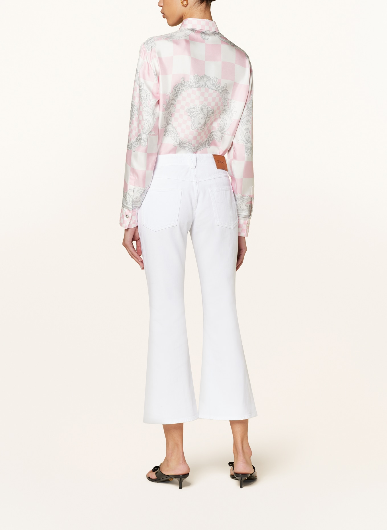 VERSACE Shirt blouse in silk, Color: WHITE/ PINK/ GRAY (Image 3)