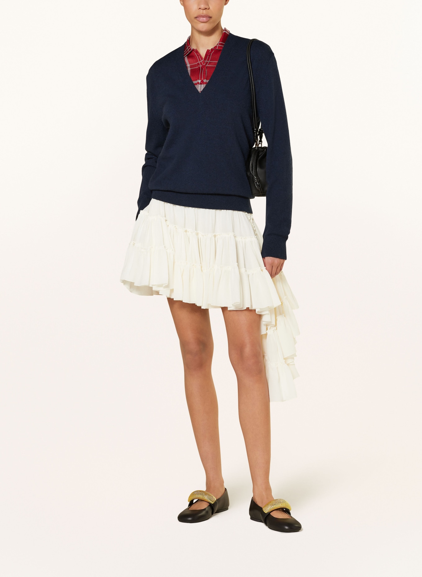 LOEWE Silk skirt with ruffles, Color: ECRU (Image 2)