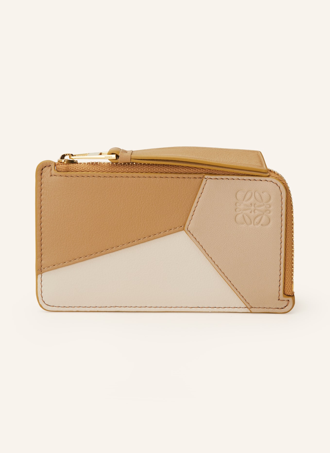 LOEWE Card case PUZZLE with coin compartment, Color: LIGHT BROWN/ BEIGE/ CAMEL (Image 1)