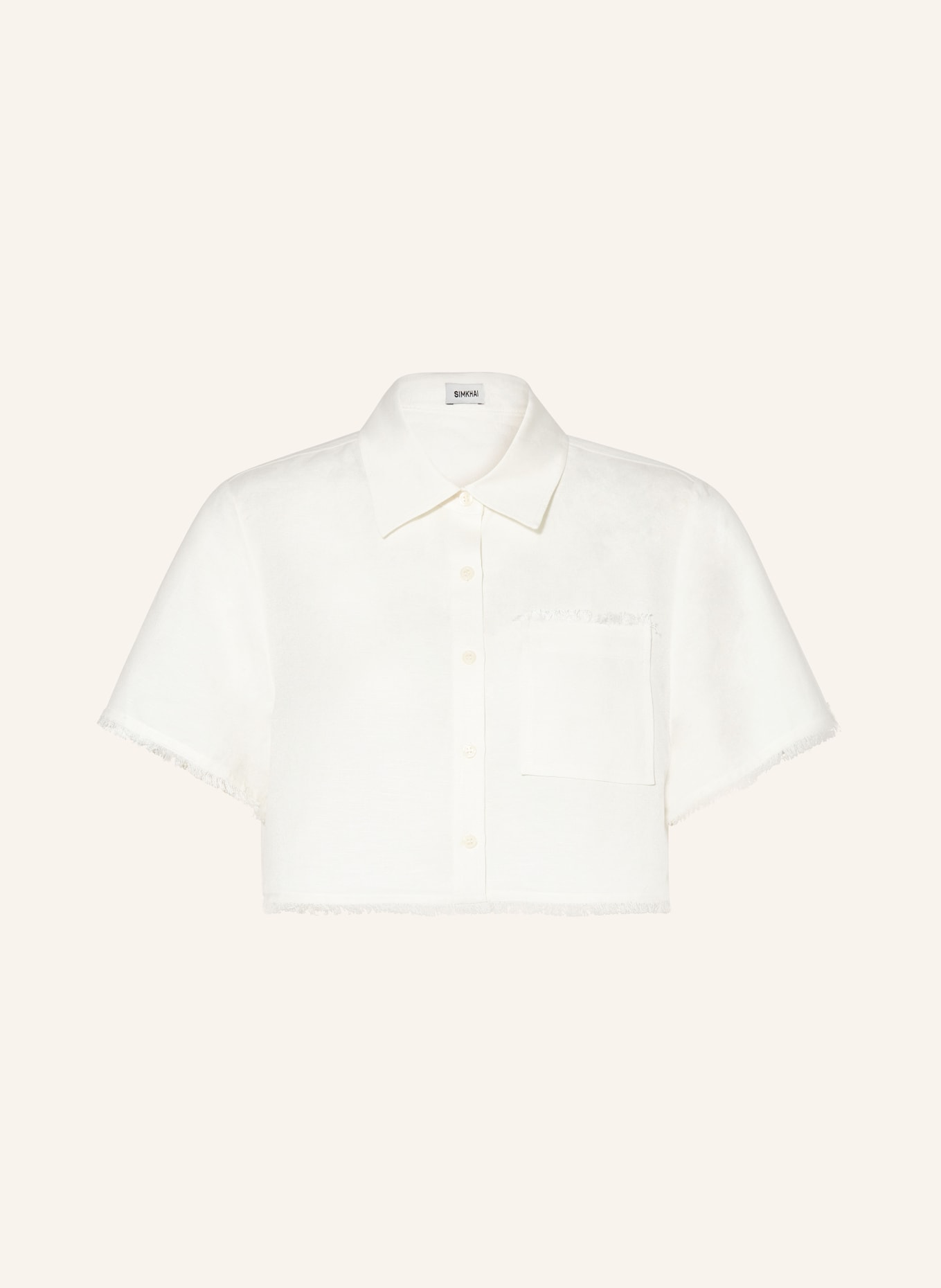 SIMKHAI Cropped shirt blouse SOLANGE with linen, Color: CREAM (Image 1)