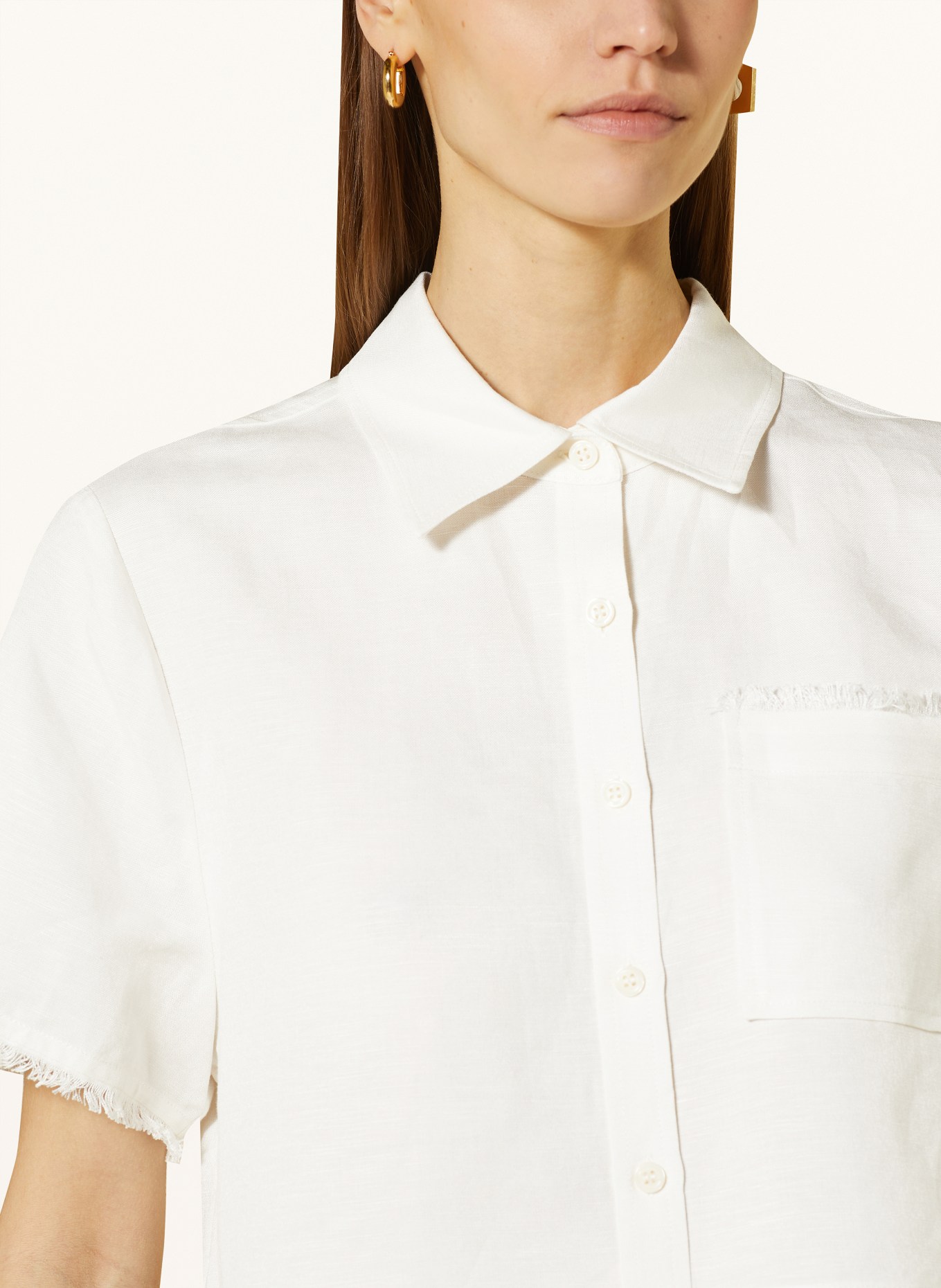 SIMKHAI Cropped shirt blouse SOLANGE with linen, Color: CREAM (Image 4)
