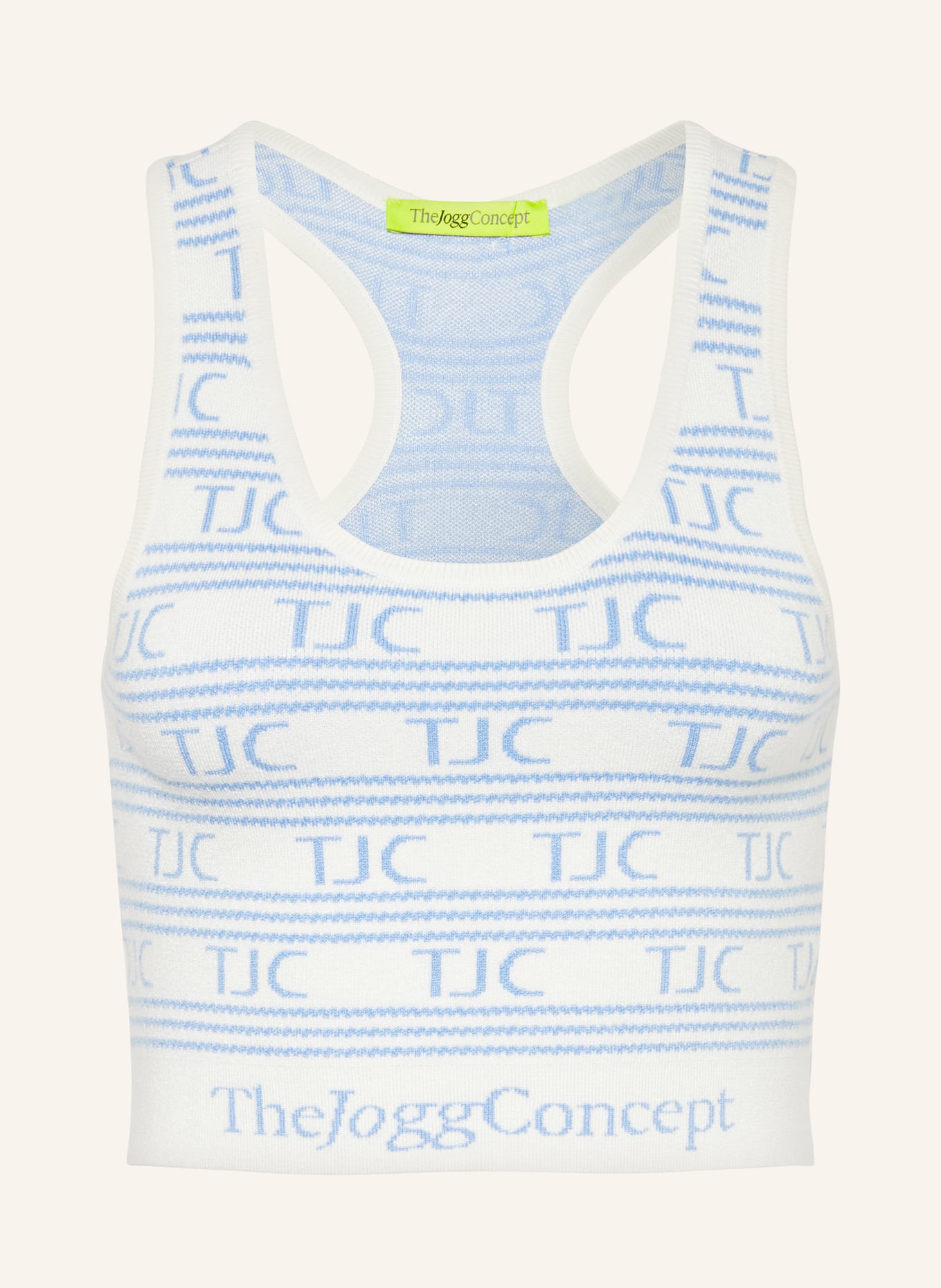 TheJoggConcept Cropped knit top JCODINE, Color: WHITE/ LIGHT BLUE (Image 1)