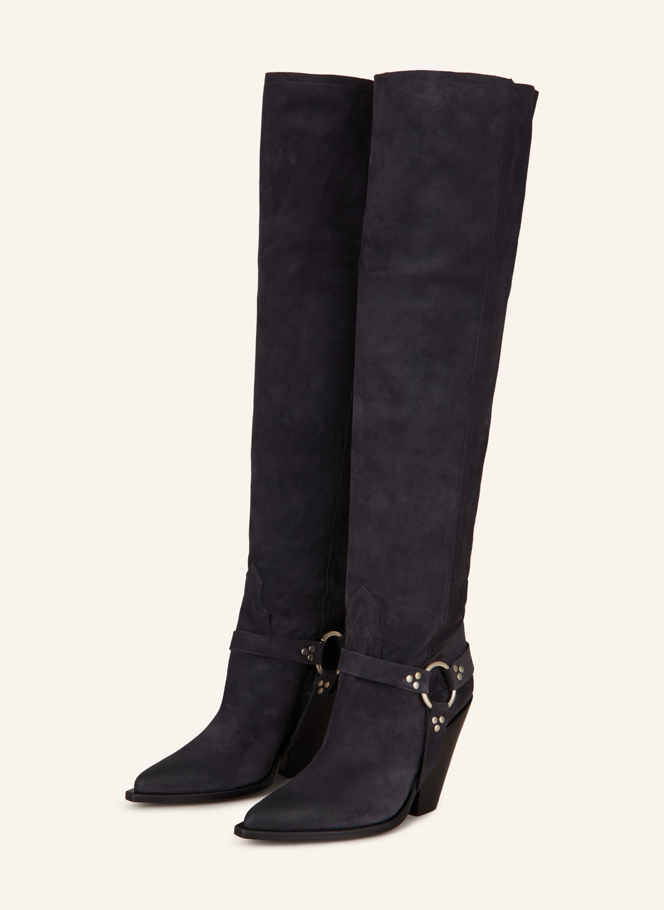 SONORA Overknee boots ACAPULCO BELT 90 with rivets, Color: DARK GRAY (Image 1)