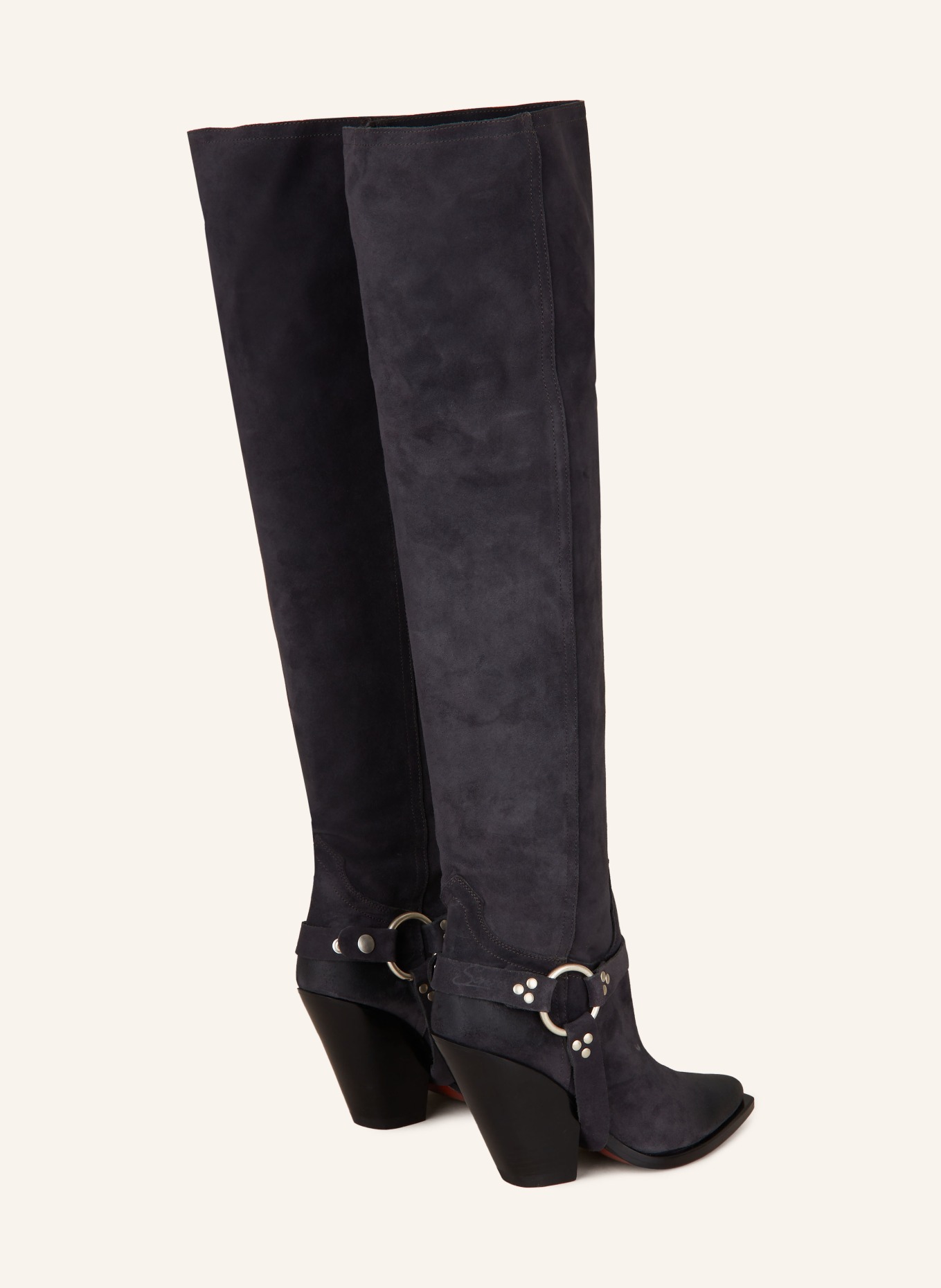 SONORA Overknee boots ACAPULCO BELT 90 with rivets, Color: DARK GRAY (Image 2)