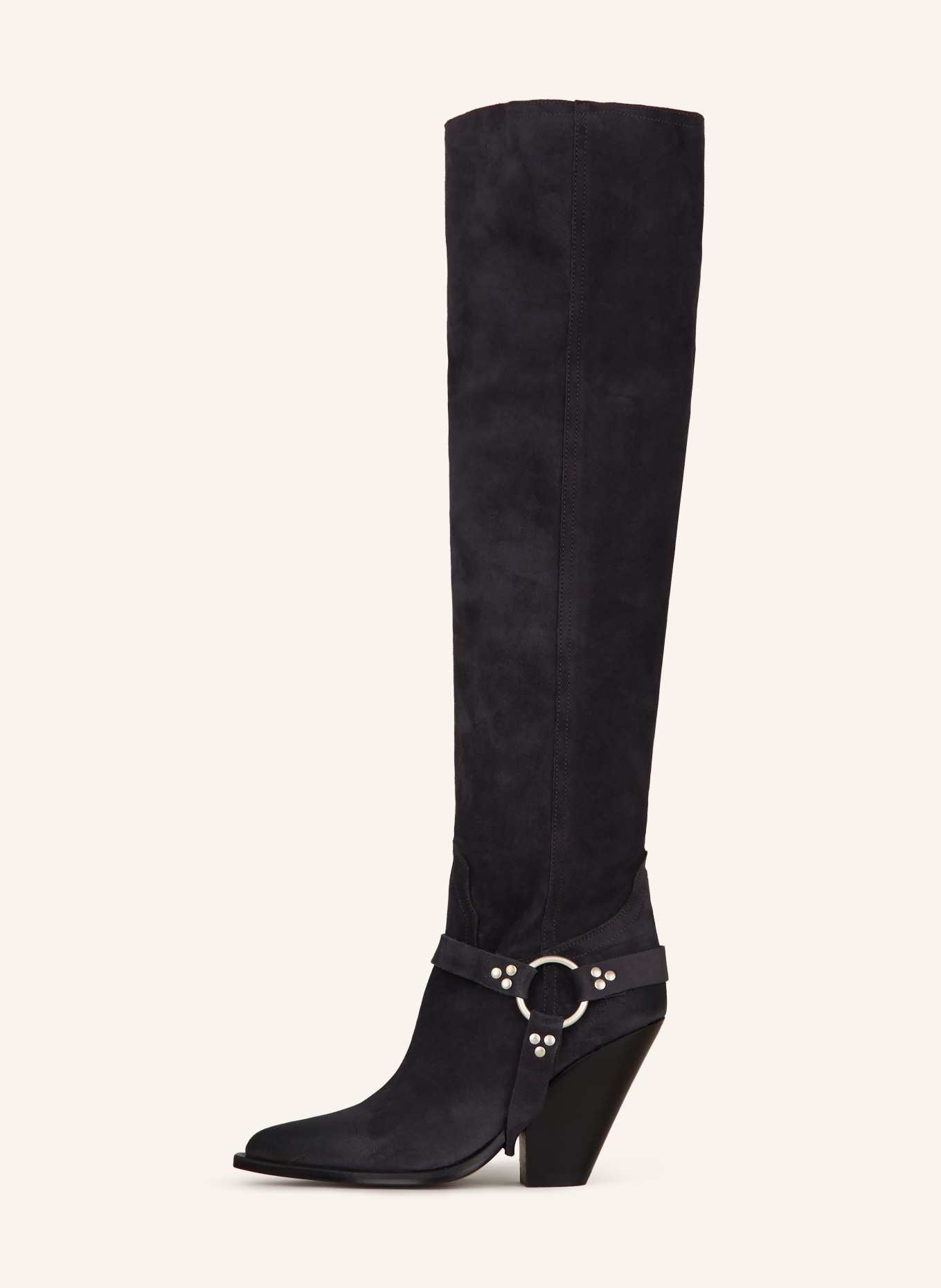 SONORA Overknee boots ACAPULCO BELT 90 with rivets, Color: DARK GRAY (Image 4)
