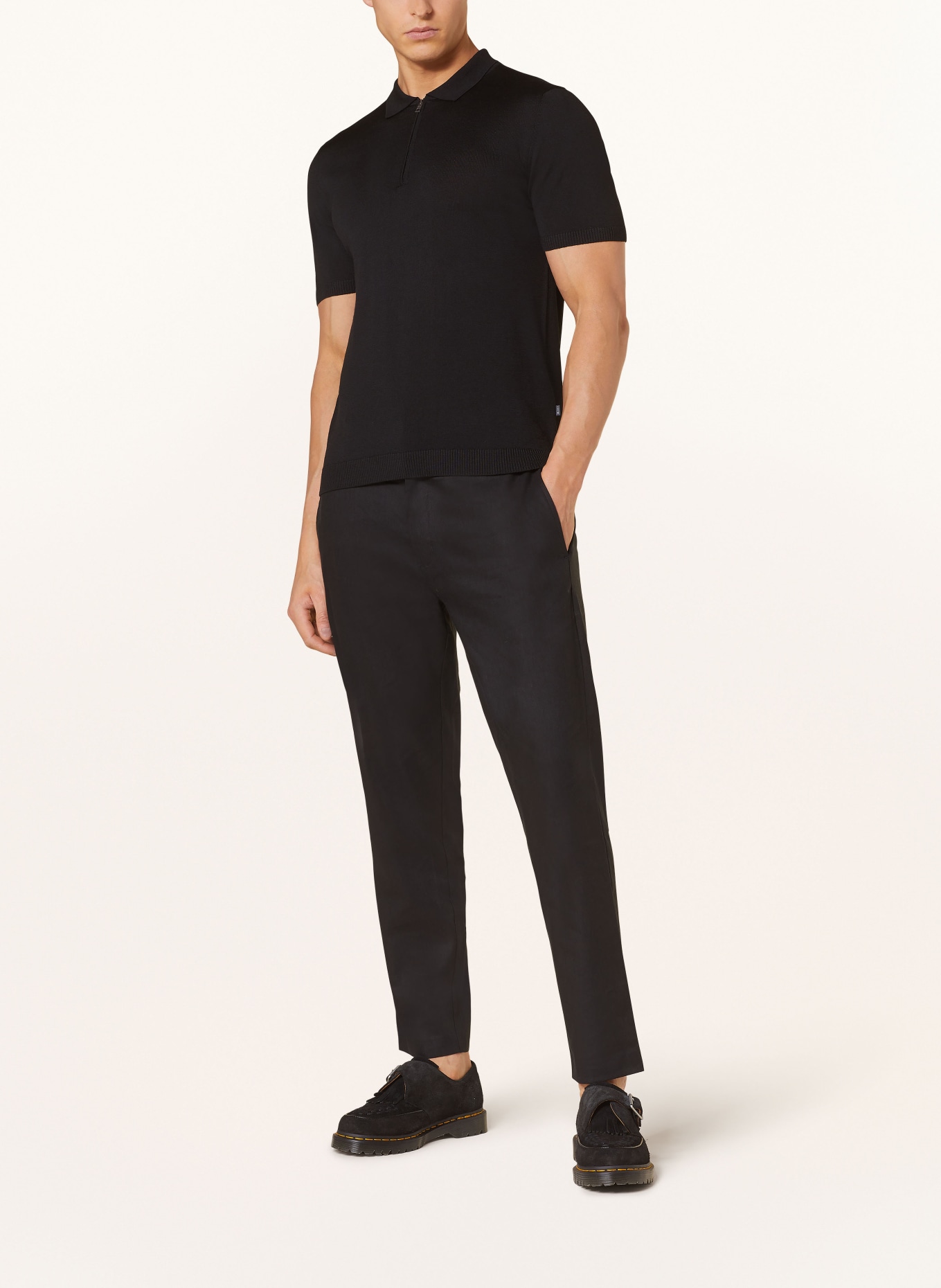 MAERZ MUENCHEN Knitted polo shirt made of merino wool, Color: BLACK (Image 2)