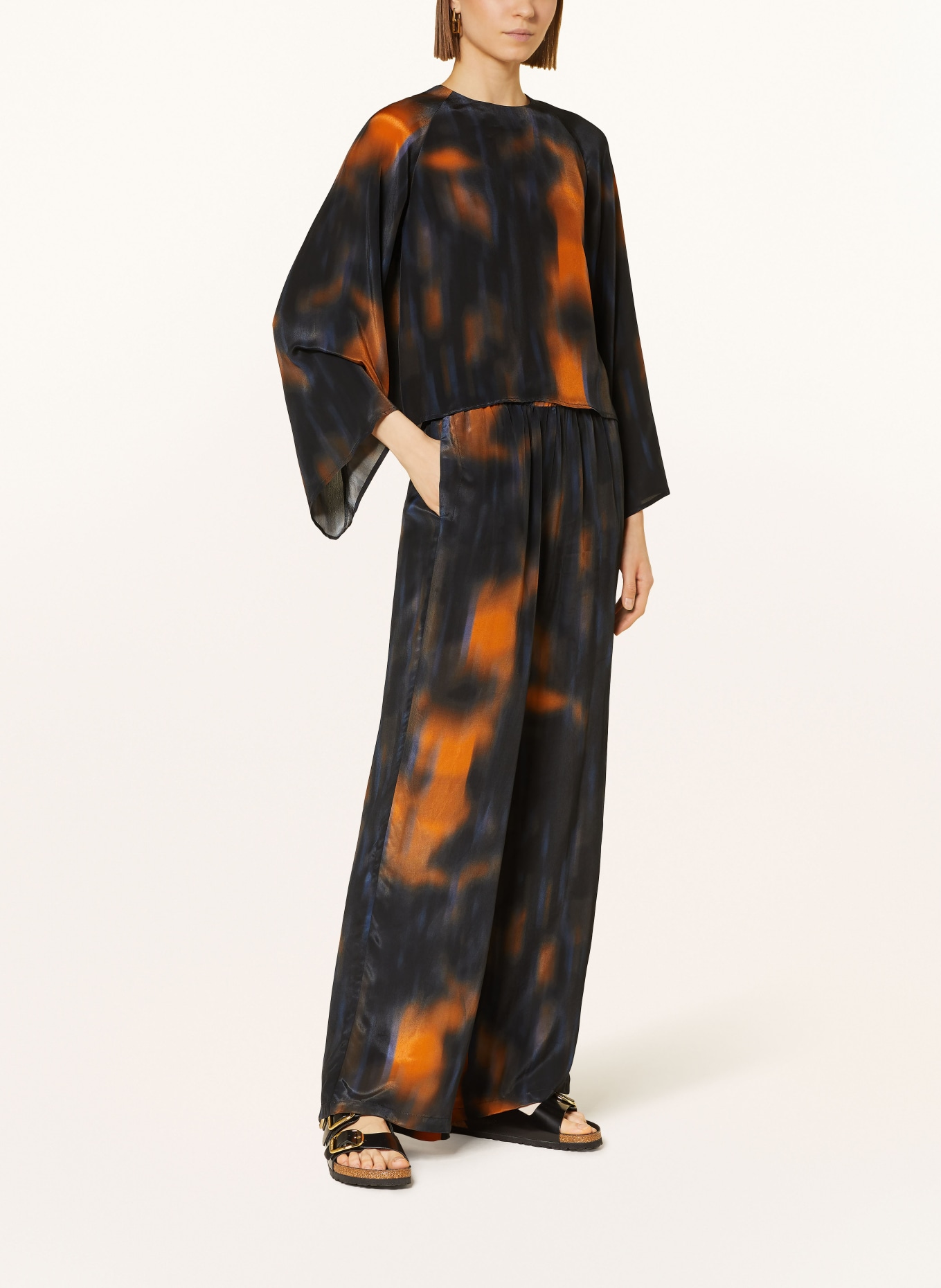 RIANI Shirt blouse: BLACK / DARK BLUE / COGNAC