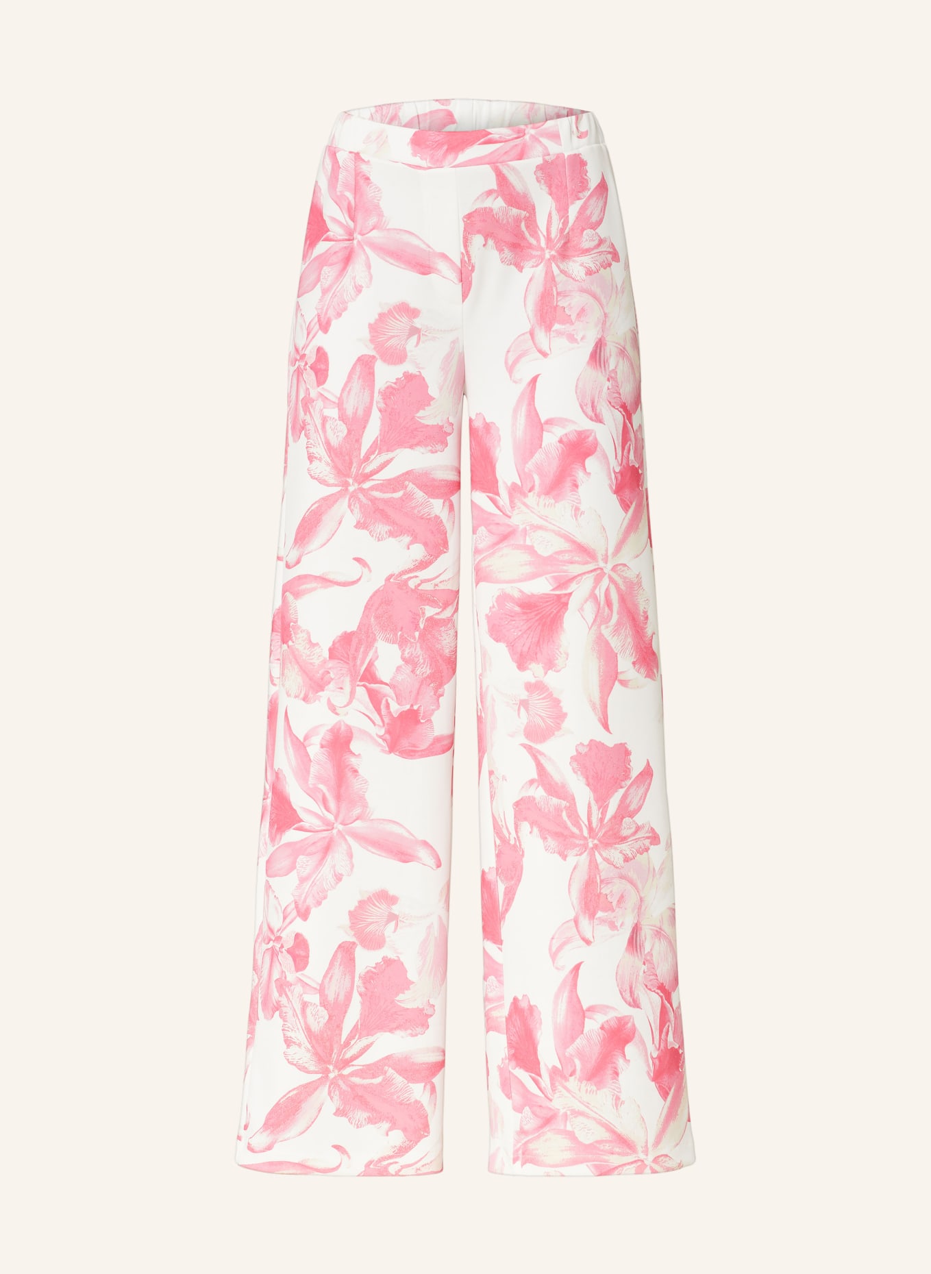 monari Wide leg trousers made of jersey, Color: PINK/ WHITE/ ECRU (Image 1)