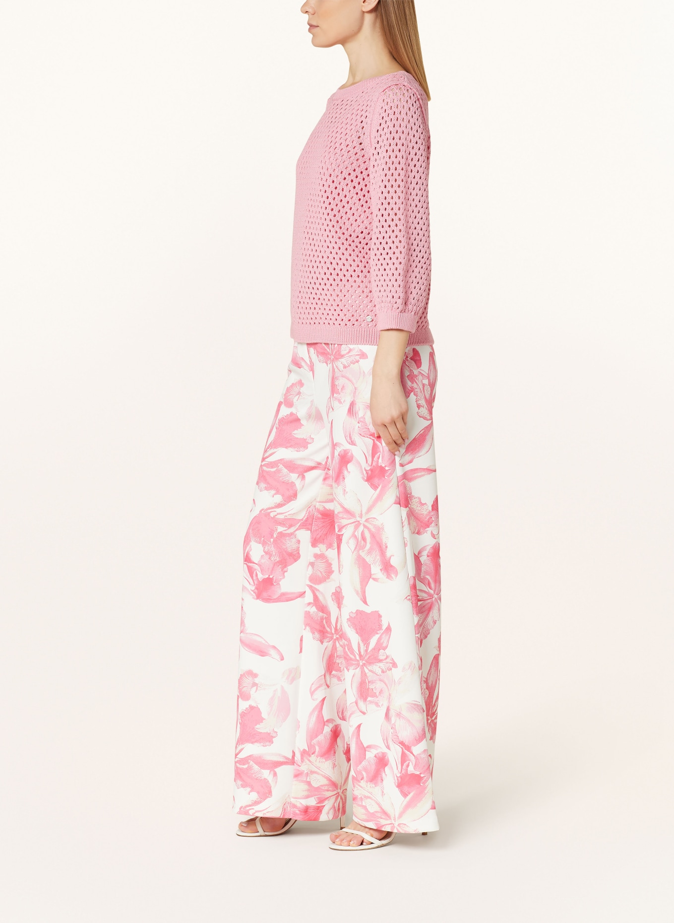 monari Wide leg trousers made of jersey, Color: PINK/ WHITE/ ECRU (Image 4)