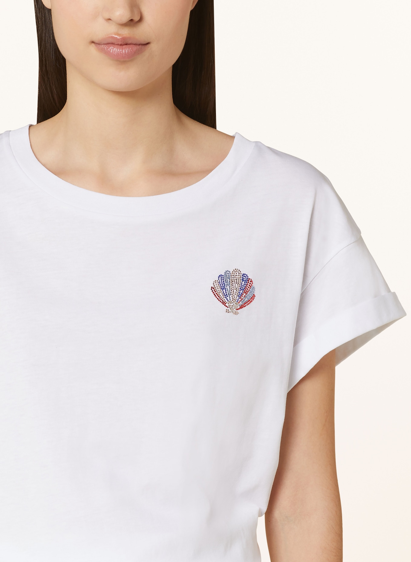 rich&royal T-shirt with decorative gems, Color: WHITE (Image 4)