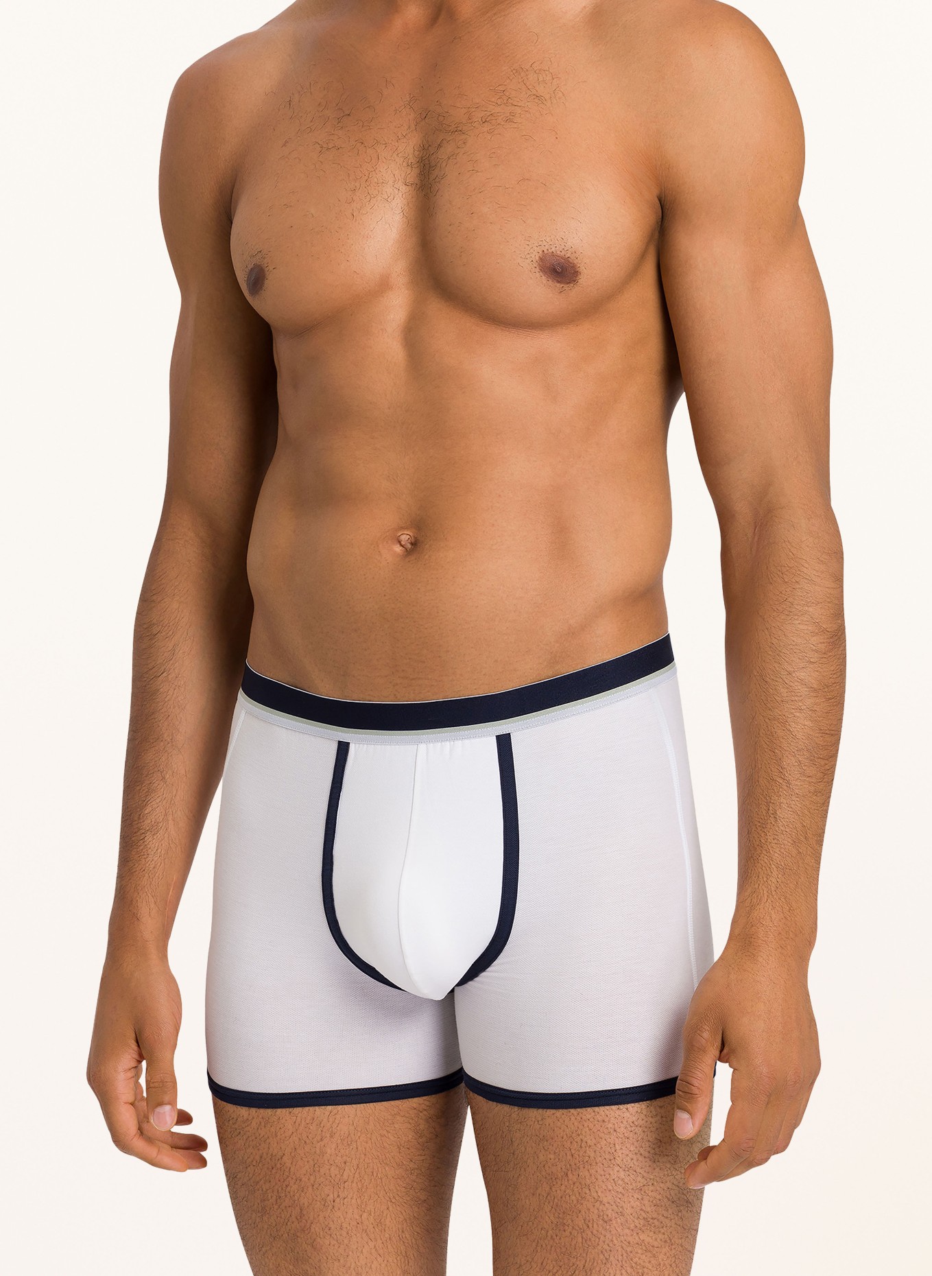 HANRO Boxer shorts PIERRE, Color: WHITE/ DARK BLUE (Image 2)