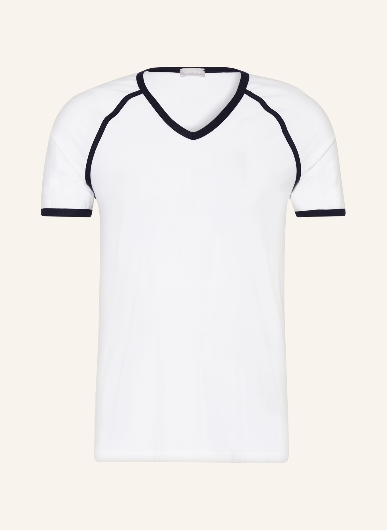 HANRO Pyžamové tričko PIERRE, Barva: BÍLÁ/ TMAVĚ MODRÁ (Obrázek 1)