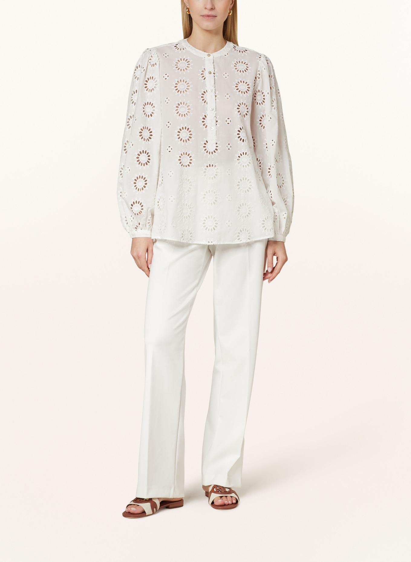 0039 ITALY Shirt blouse ANNIE in broderie anglaise, Color: WHITE (Image 2)