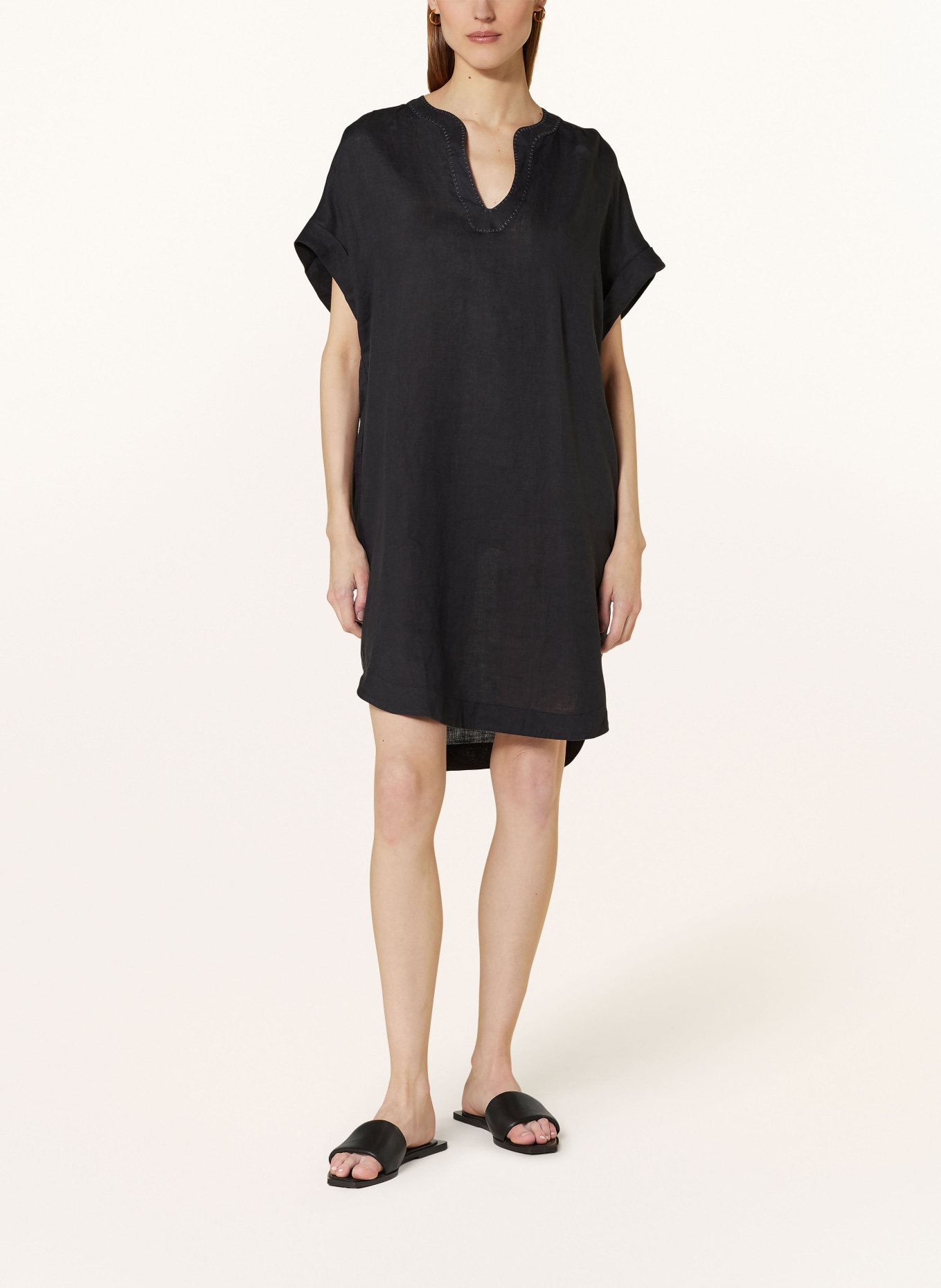 0039 ITALY Linen dress NORALIE, Color: BLACK (Image 2)