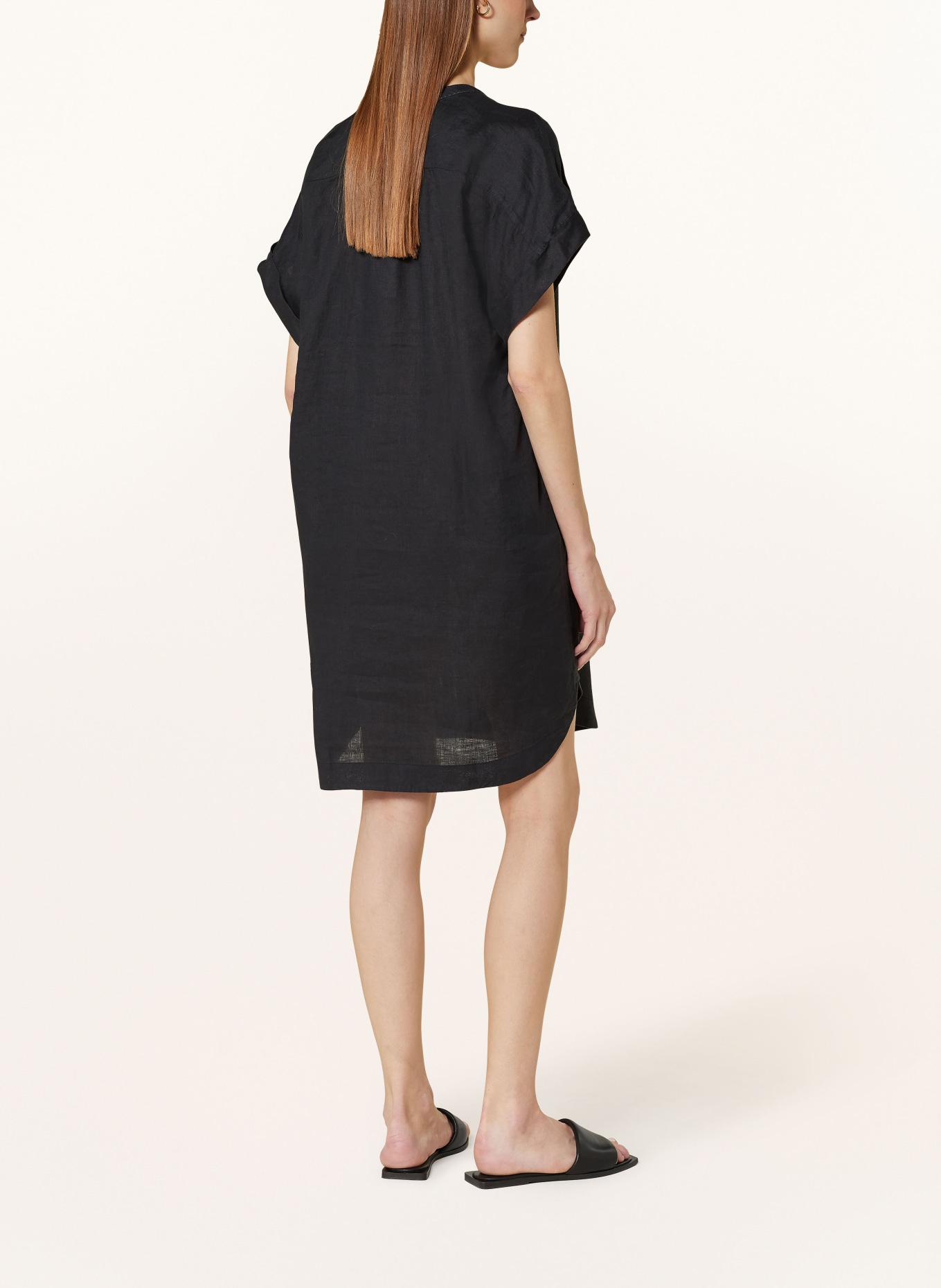 0039 ITALY Linen dress NORALIE, Color: BLACK (Image 3)